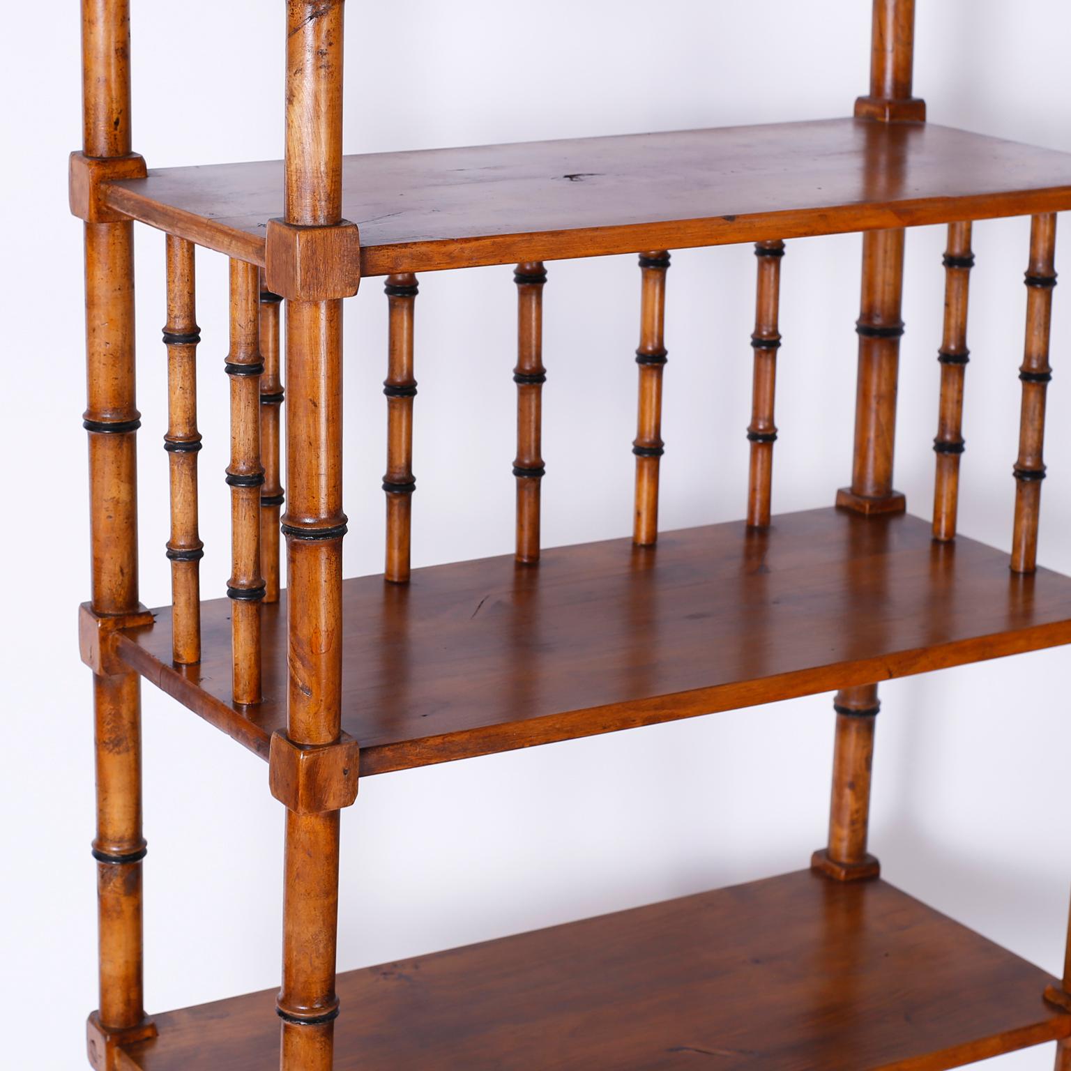 American Pair of Midcentury Faux Bamboo Étagères