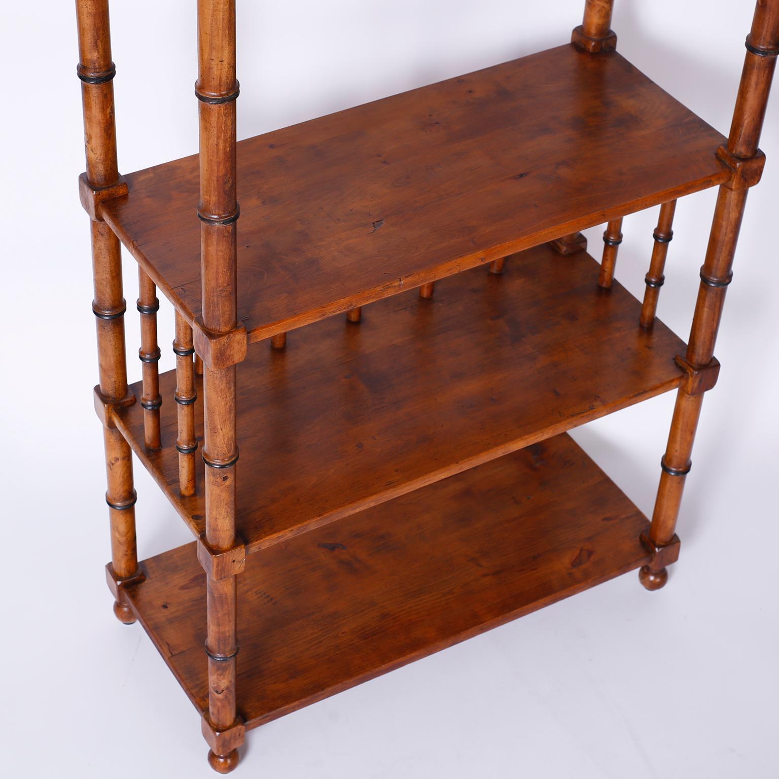 Pair of Midcentury Faux Bamboo Étagères In Good Condition In Palm Beach, FL