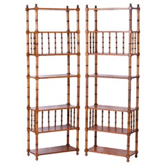 Pair of Midcentury Faux Bamboo Étagères