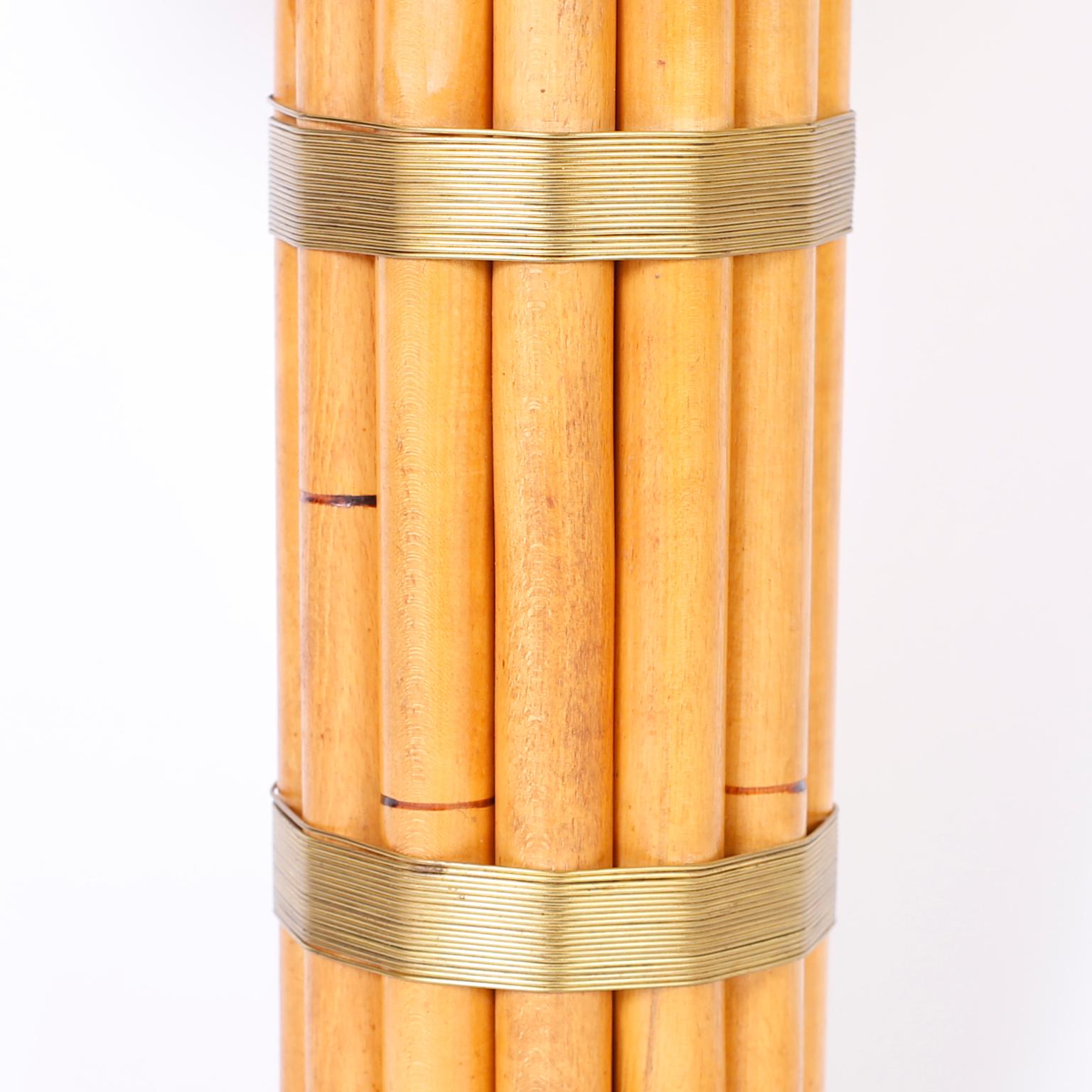 Pair of Midcentury Faux Bamboo Table Lamps In Good Condition For Sale In Palm Beach, FL
