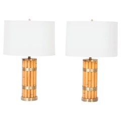 Pair of Mid Century Faux Bamboo Table Lamps