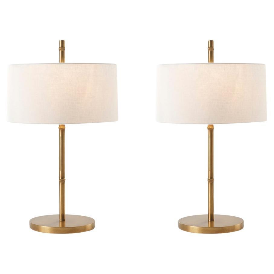 Pair of Mid Century Faux Bois Table Lamps For Sale