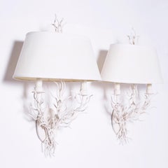 Paar Midcentury Faux Coral Wandleuchter