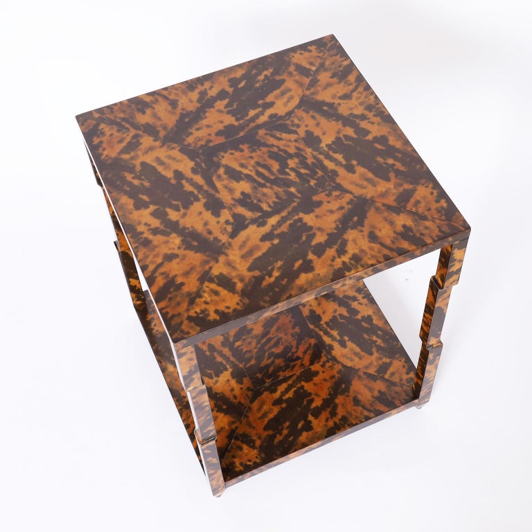 Pair of Mid-Century Faux Tortoise Stands or Tables For Sale at 1stDibs