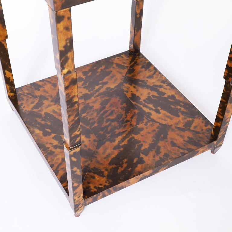 Pair of Mid-Century Faux Tortoise Stands or Tables For Sale at 1stDibs
