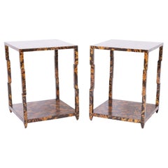 Pair of Mid-Century Faux Tortoise Stands or Tables