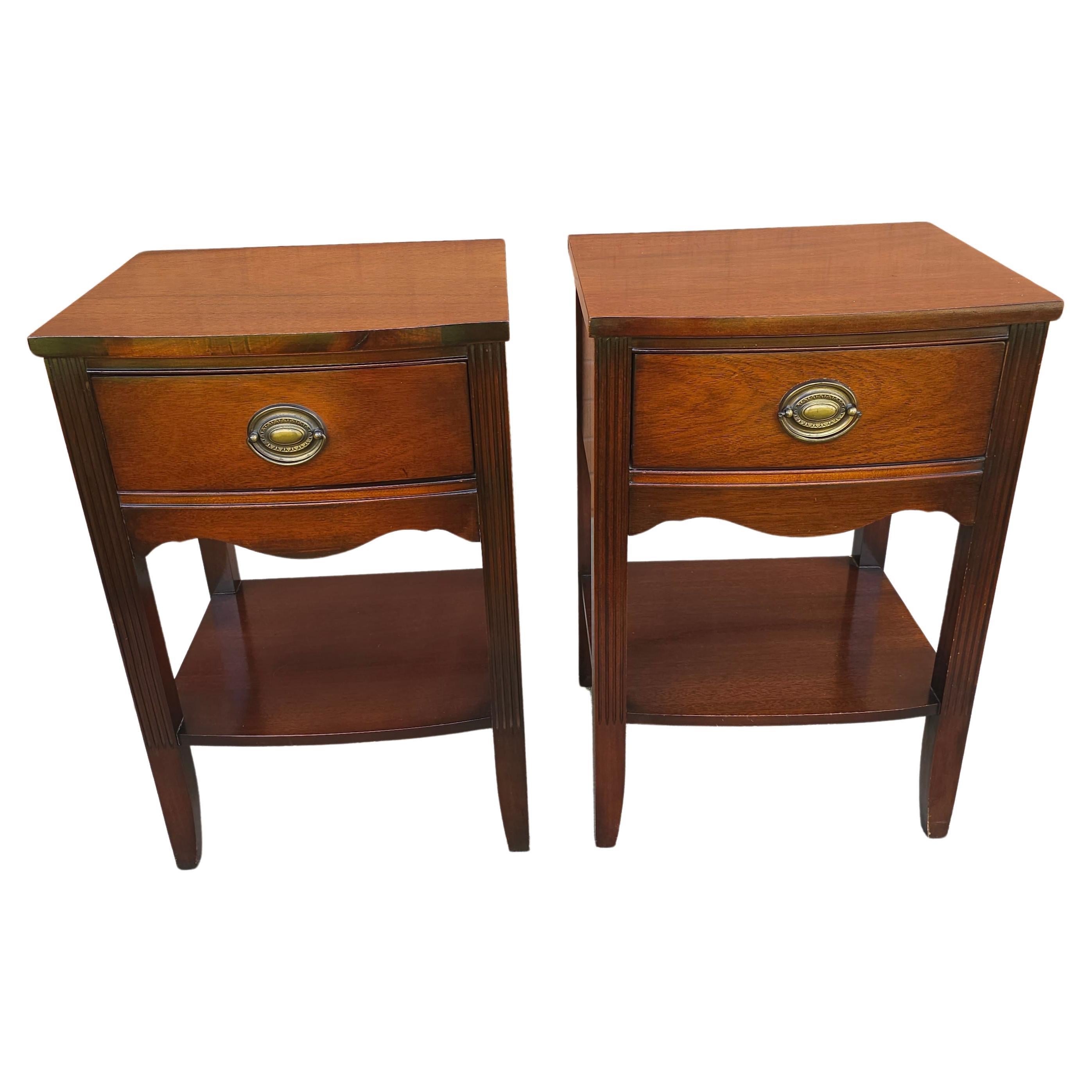 American Pair of Mid Century Federal Style Mahogany Night Stands For Sale