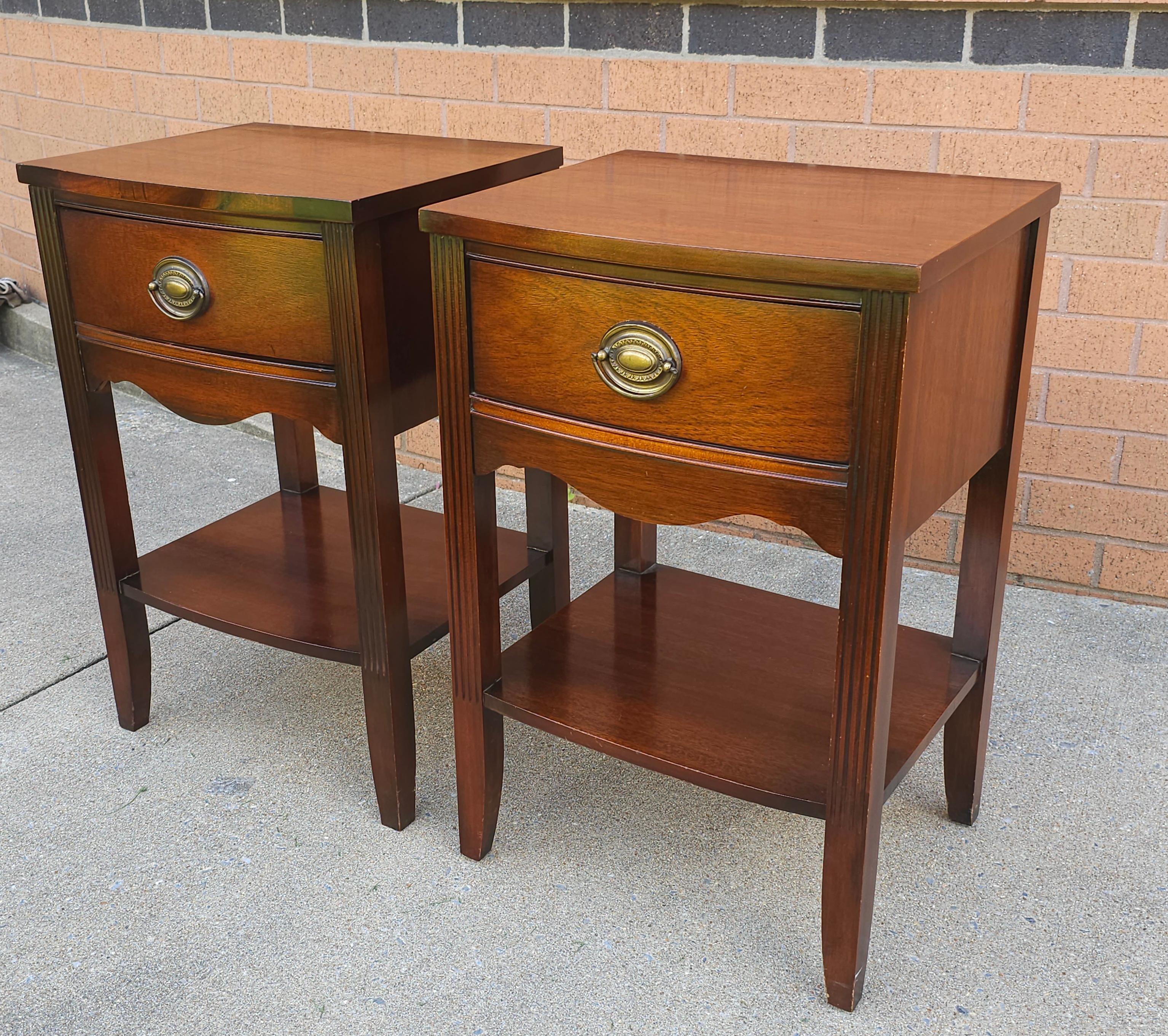 Pair of Mid Century Federal Style Mahogany Night Stands For Sale 1