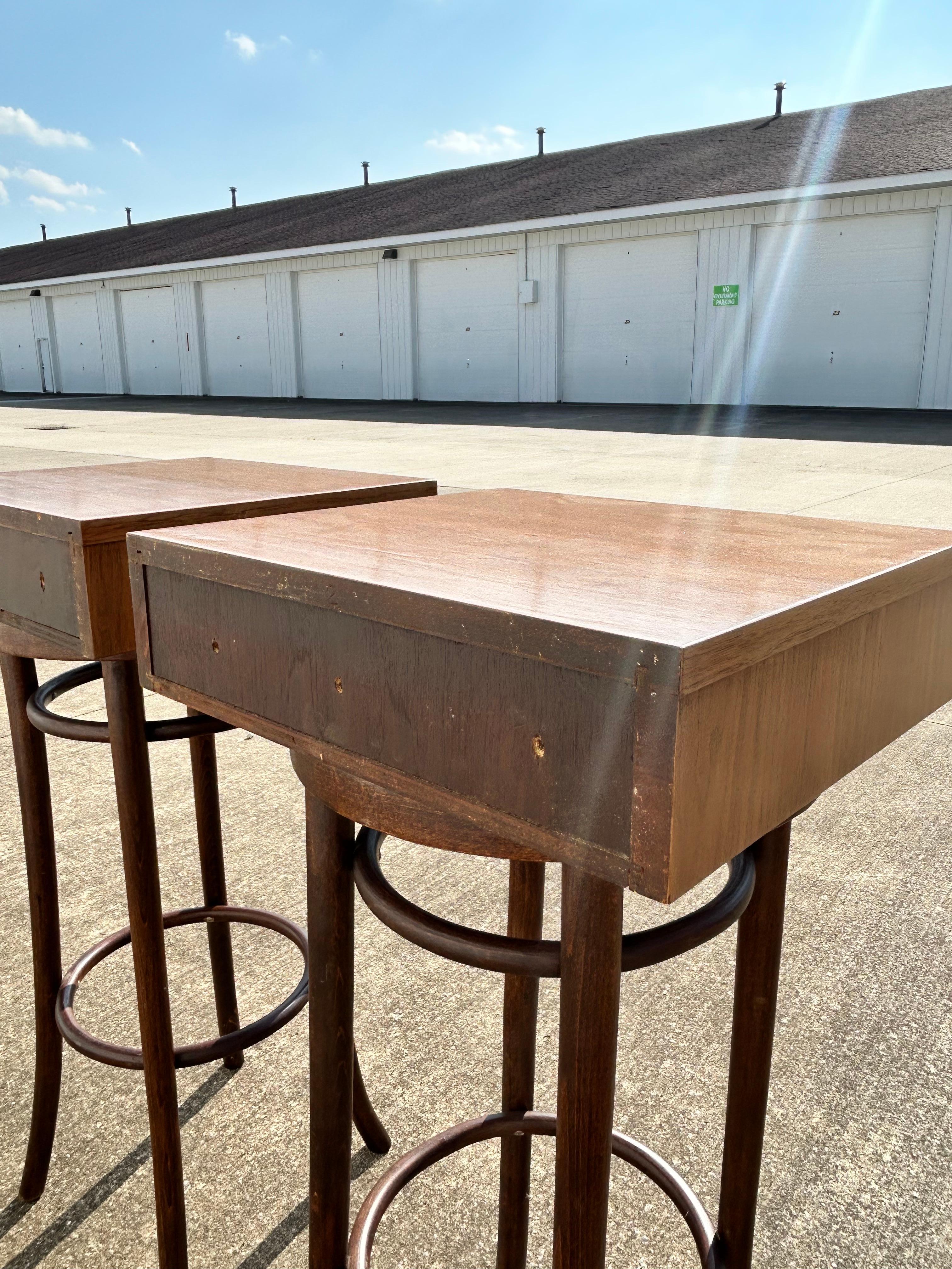 Pair of Mid-Century Floating Nightstands-Walnut For Sale 4