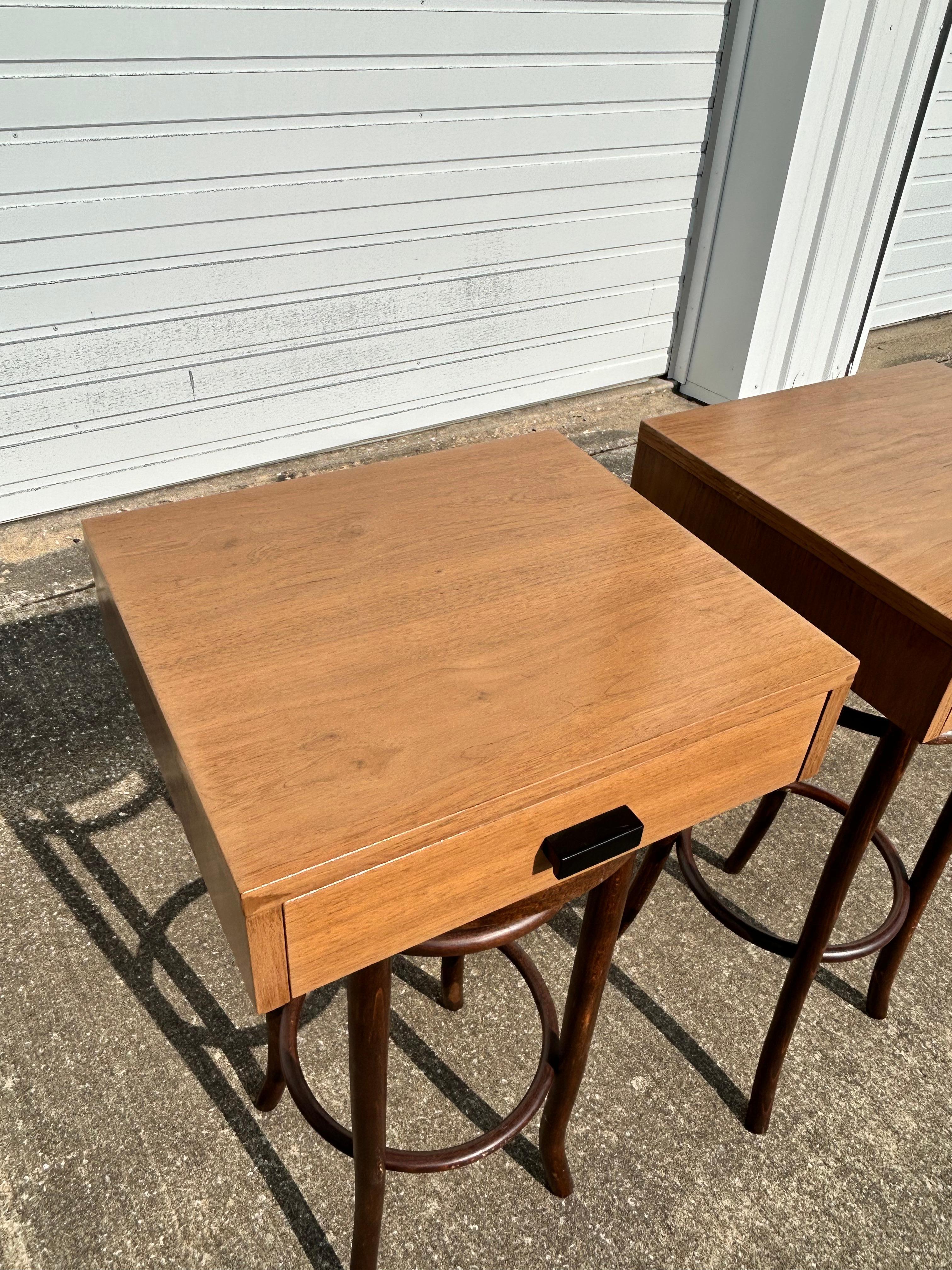 American Pair of Mid-Century Floating Nightstands-Walnut For Sale