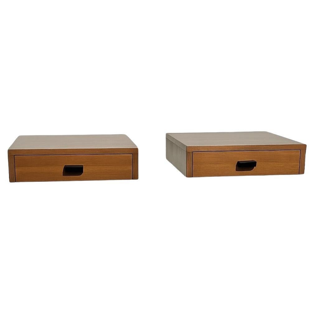 Pair of Mid-Century Floating Nightstands-Walnut For Sale