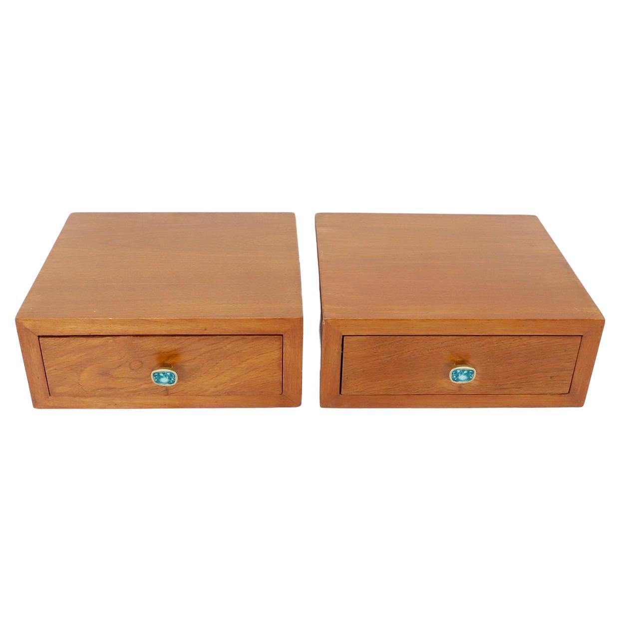 Pair of Mid Century Floating Nightstands with Pepe Mendoza Pulls For Sale