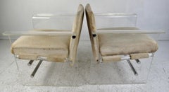 Pair of Mid-Century Floating Seat Chairs in Lucite Frame