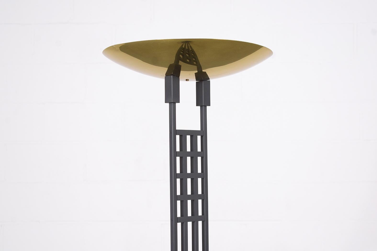 1980s Vintage Brass & Metal Floor Lamps: Restored Mid-Century Modern Design For Sale 1