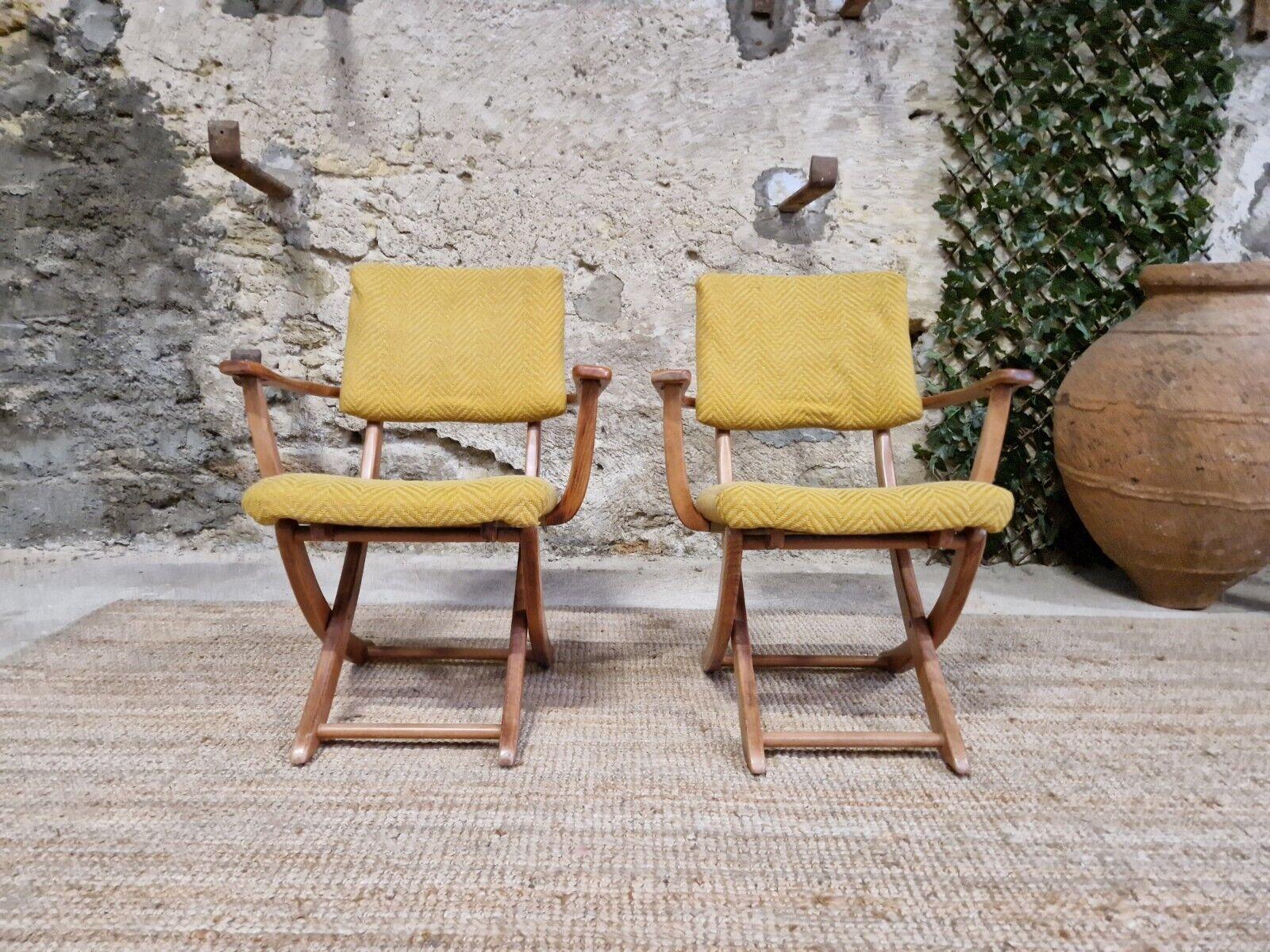 Pair of Mid Century Foldable Scandinavian Armchairs For Sale 2