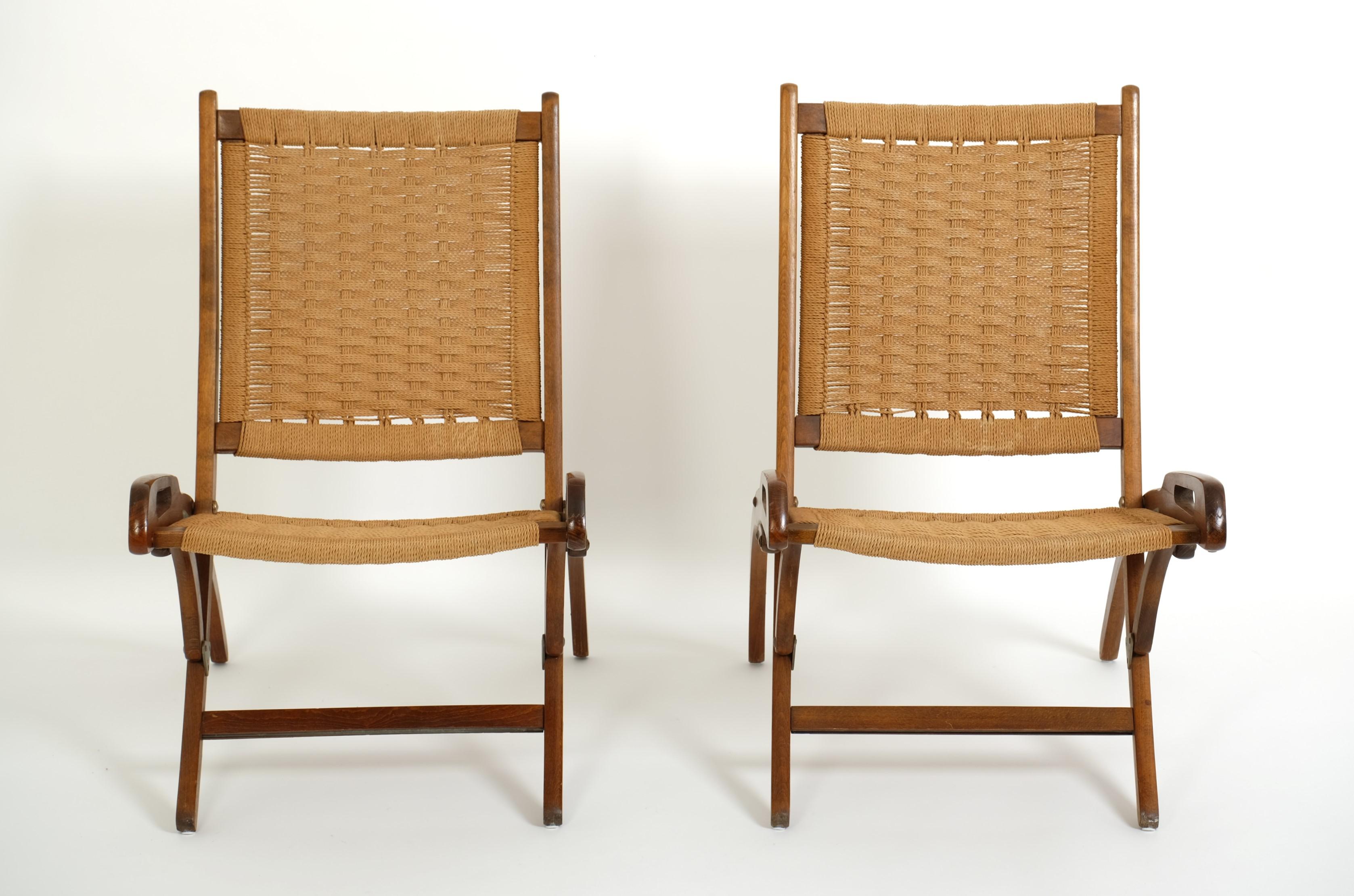 Pareja De Sillas Plegables De Mitad De Siglo Papercord, Yugoslavia Años 70 en venta 3