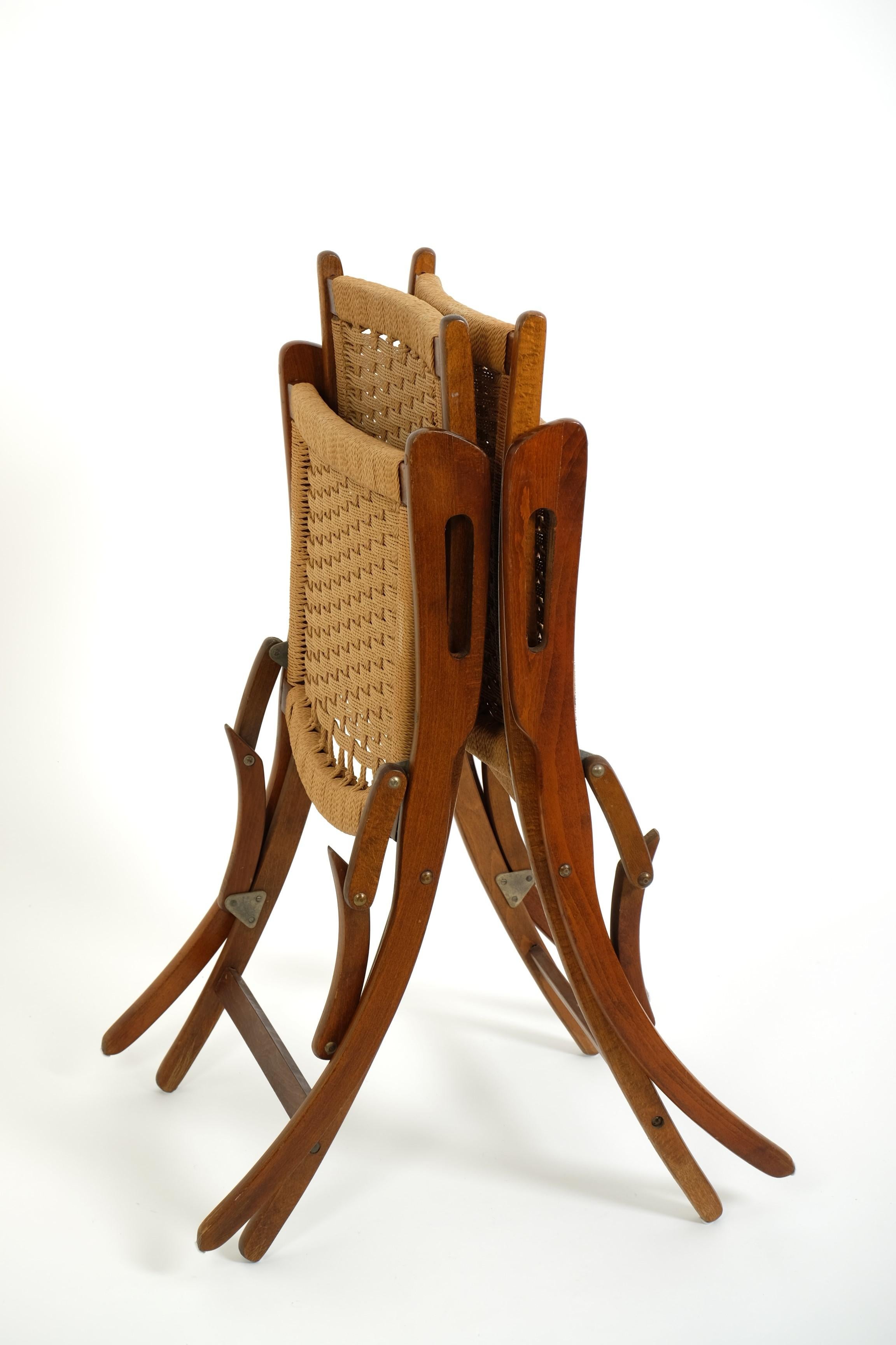 Pareja De Sillas Plegables De Mitad De Siglo Papercord, Yugoslavia Años 70 en venta 13