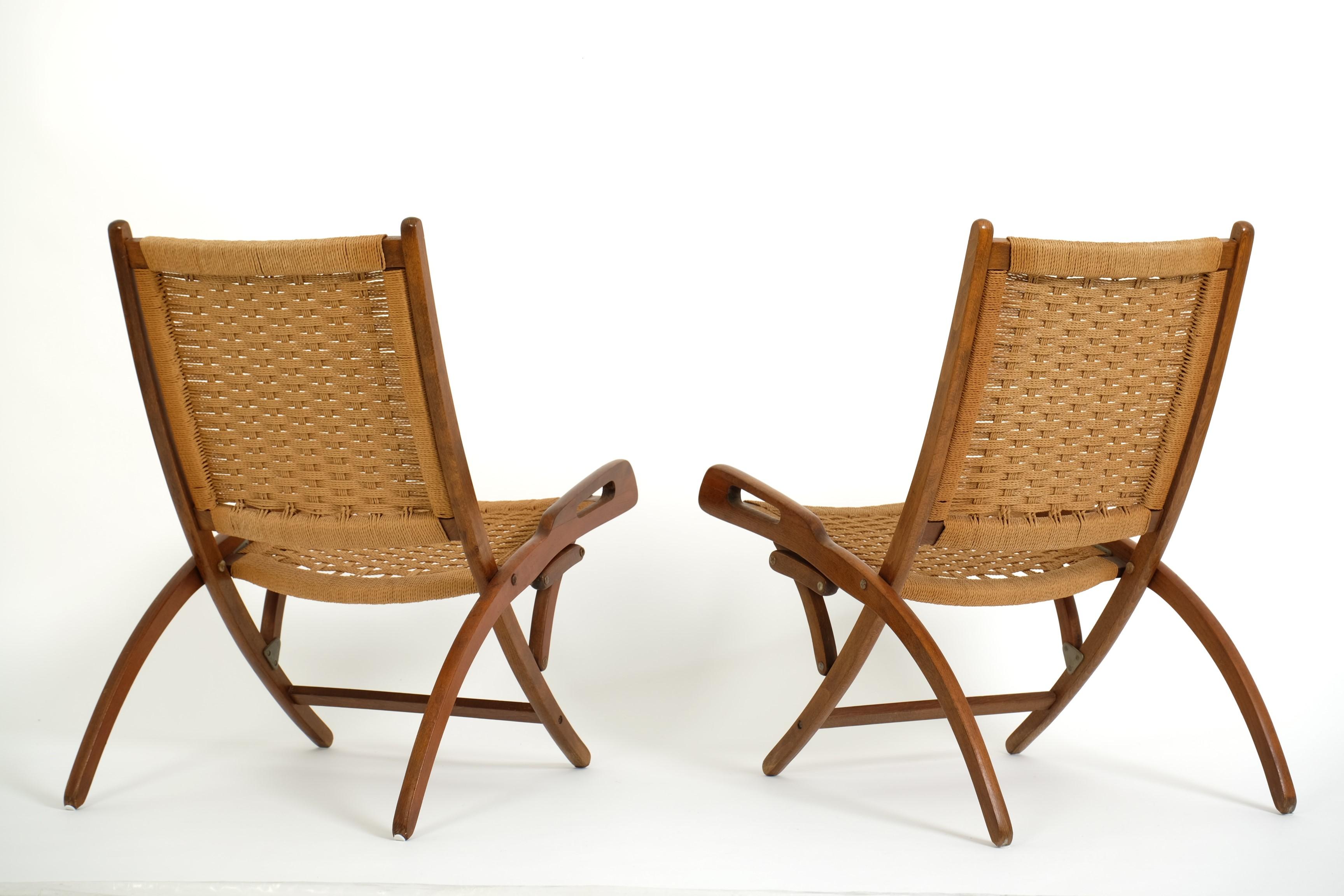 Pareja De Sillas Plegables De Mitad De Siglo Papercord, Yugoslavia Años 70 Europeo en venta