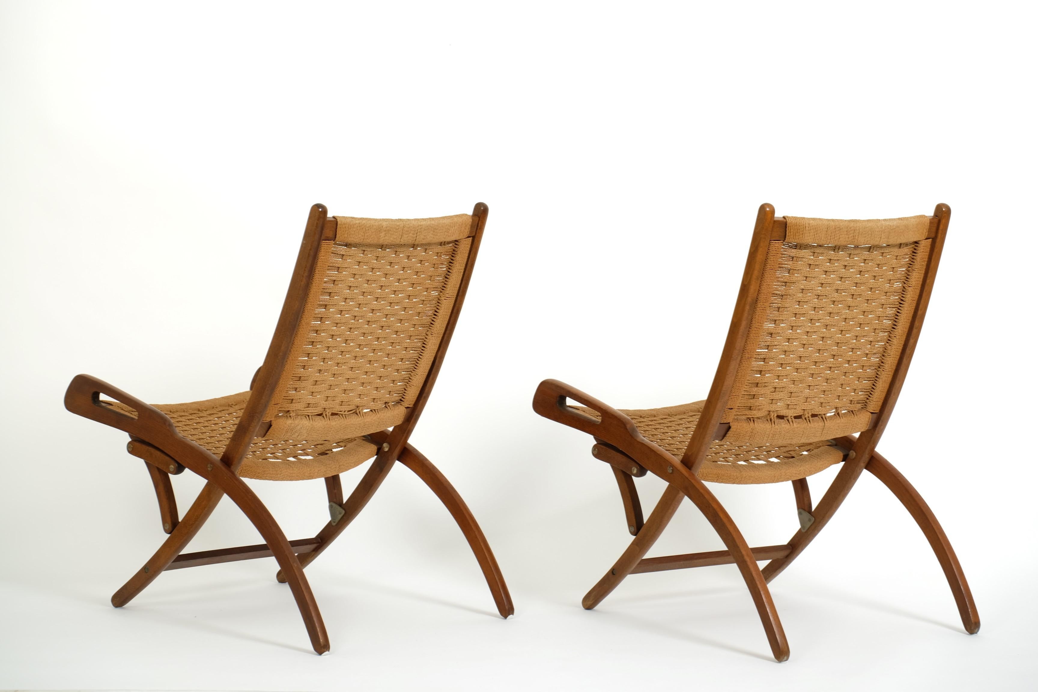 Pareja De Sillas Plegables De Mitad De Siglo Papercord, Yugoslavia Años 70 en Bueno estado para la venta en München, BY