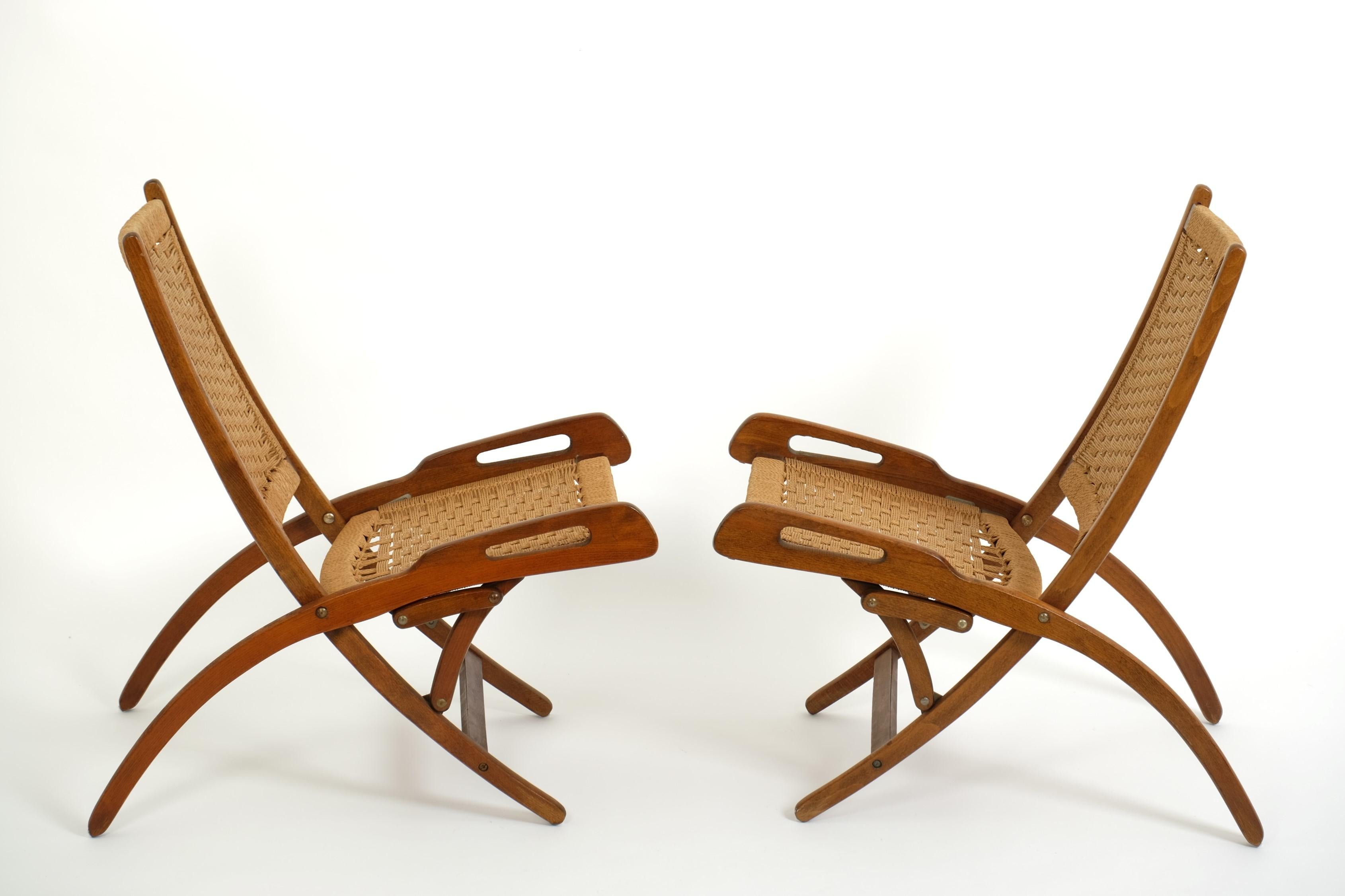 Pareja De Sillas Plegables De Mitad De Siglo Papercord, Yugoslavia Años 70 en venta 1