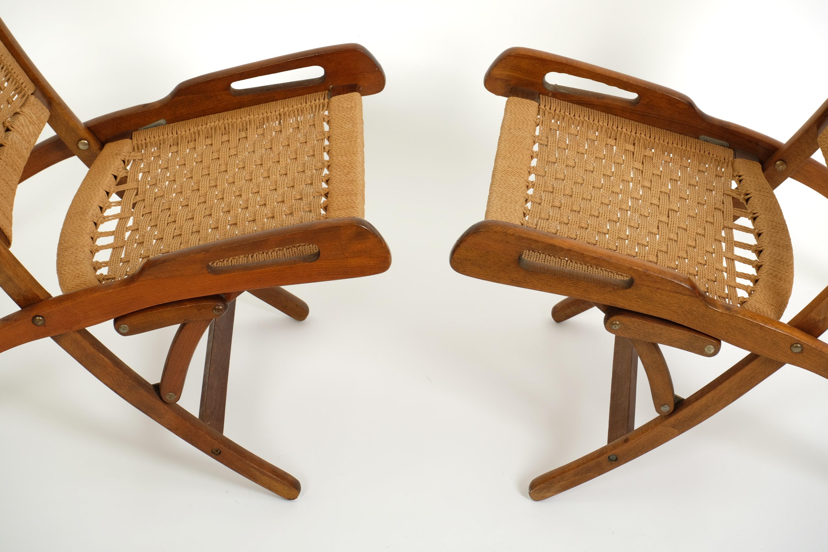 Pareja De Sillas Plegables De Mitad De Siglo Papercord, Yugoslavia Años 70 en venta 2