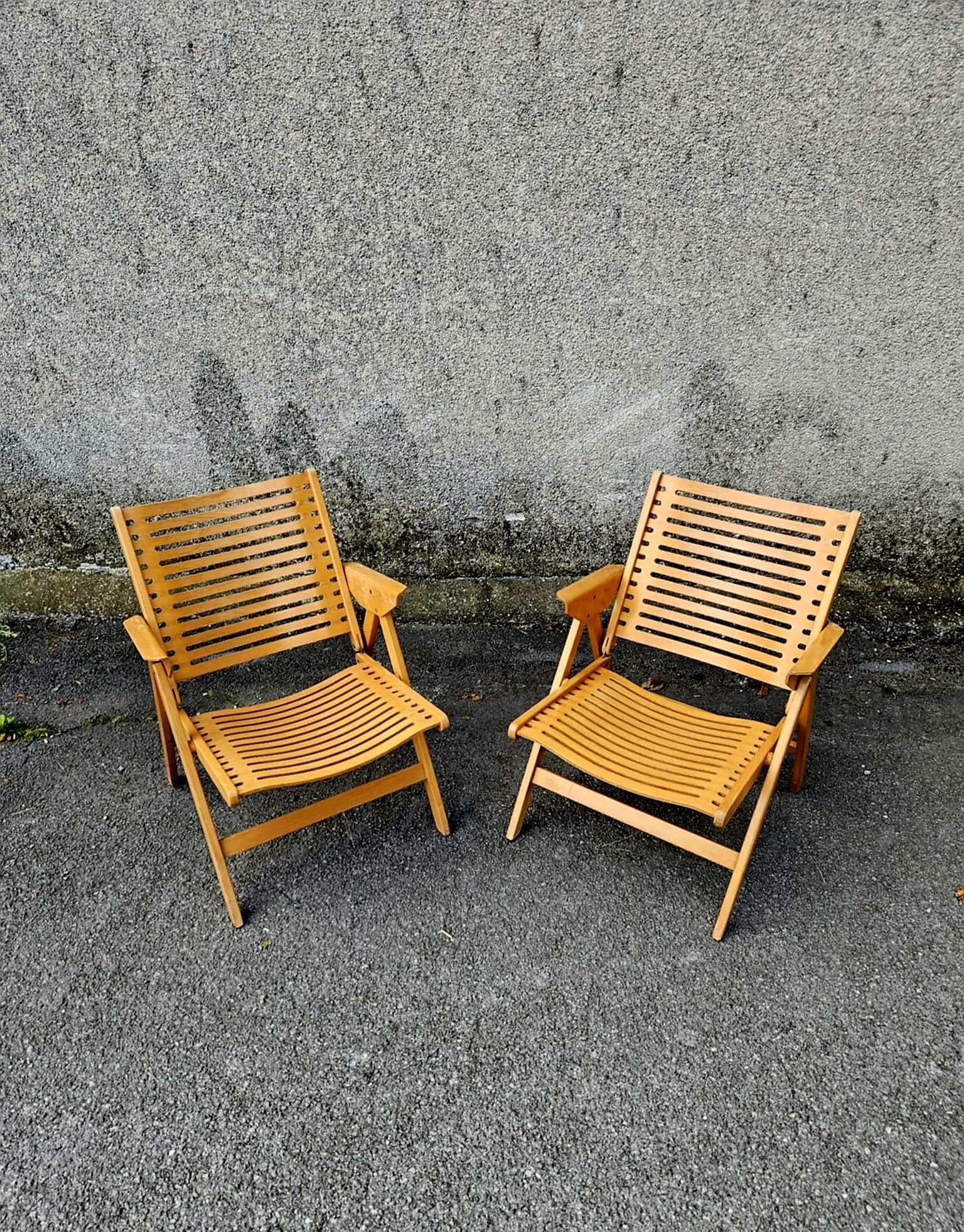 Ein Paar klappbare Loungesessel aus der Mitte des Jahrhunderts, Rex Designed by Niko Kralj, 60er Jahre im Angebot 3