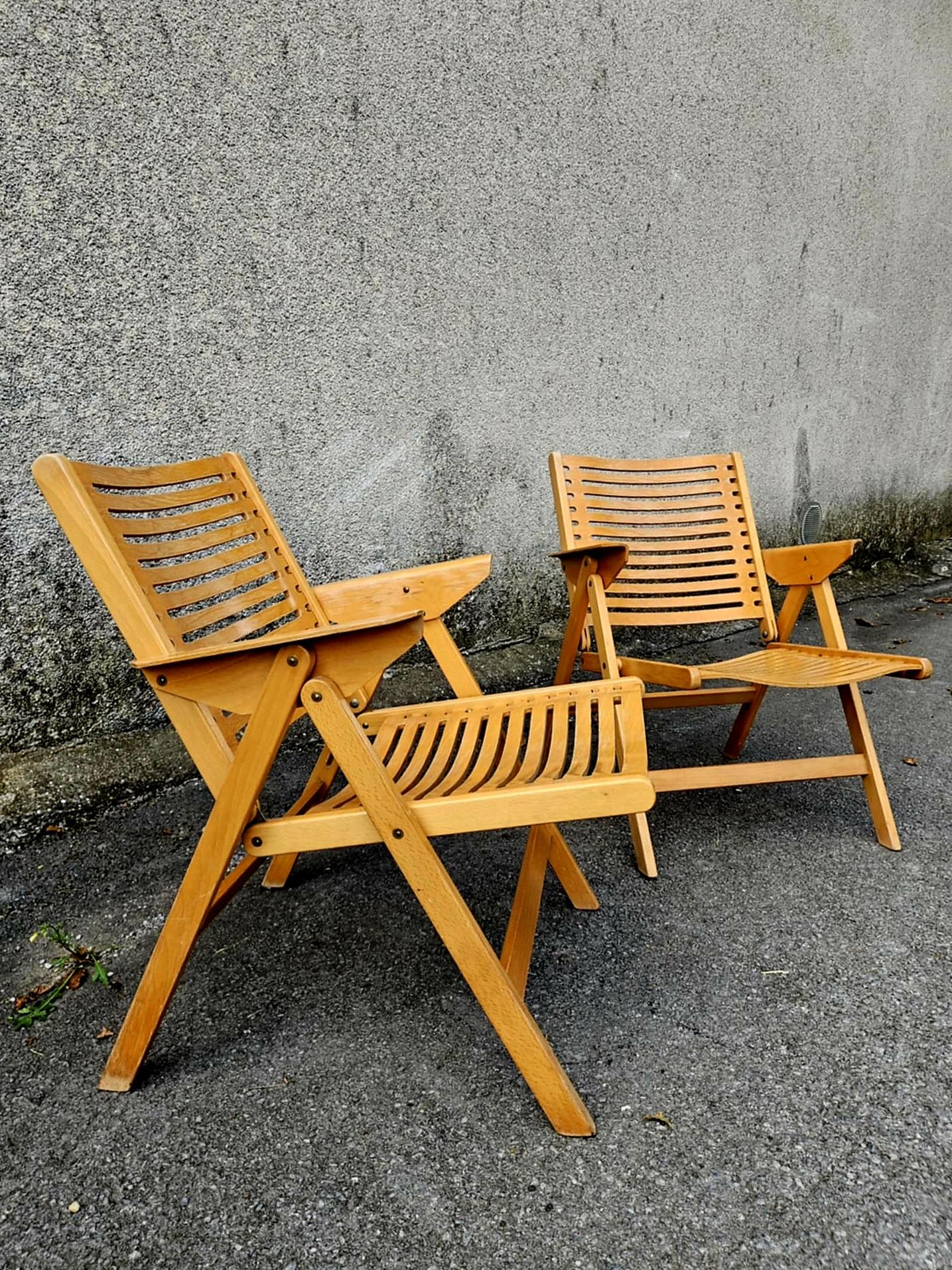 Ein Paar klappbare Loungesessel aus der Mitte des Jahrhunderts, Rex Designed by Niko Kralj, 60er Jahre im Angebot 4