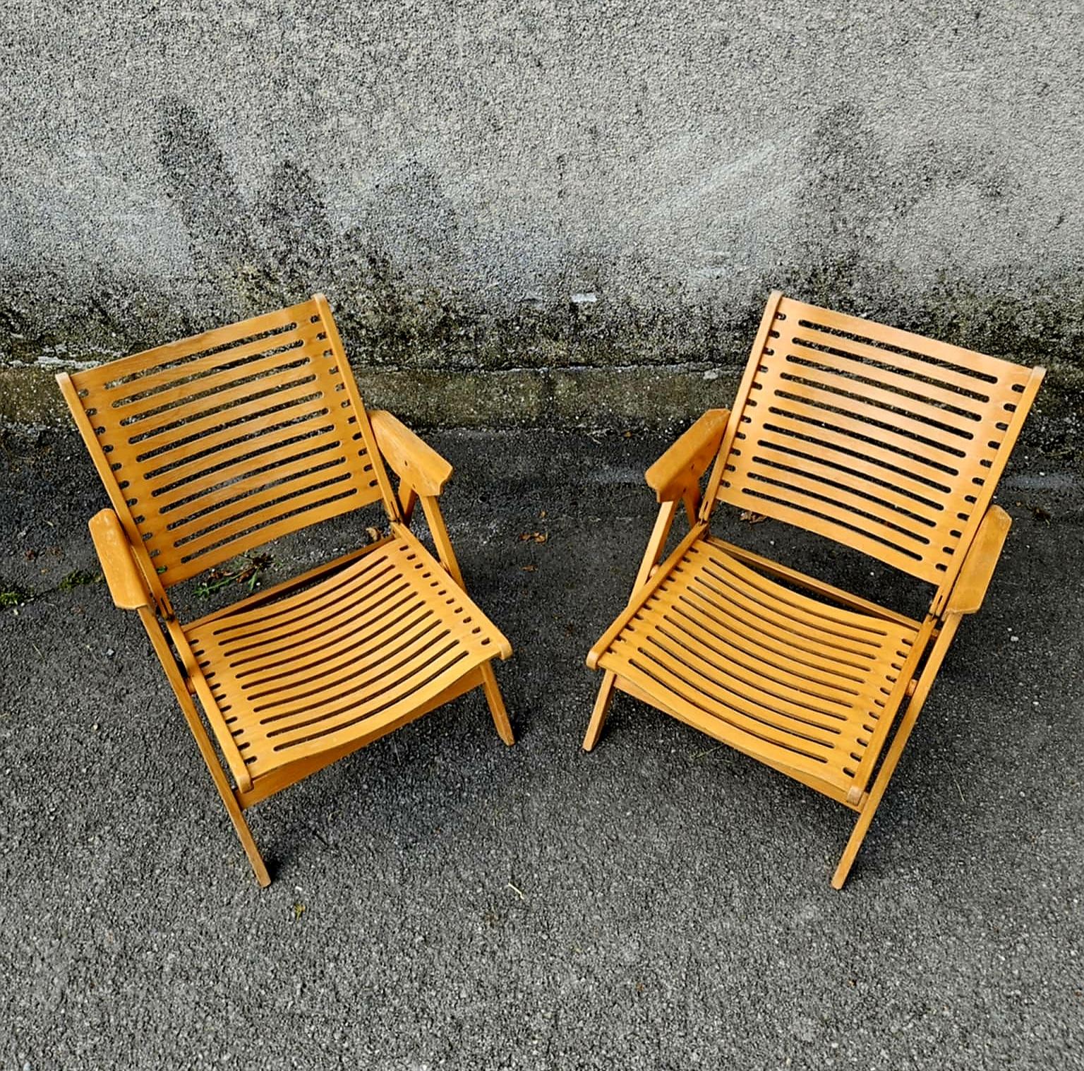 Ein Paar klappbare Loungesessel aus der Mitte des Jahrhunderts, Rex Designed by Niko Kralj, 60er Jahre im Angebot 5