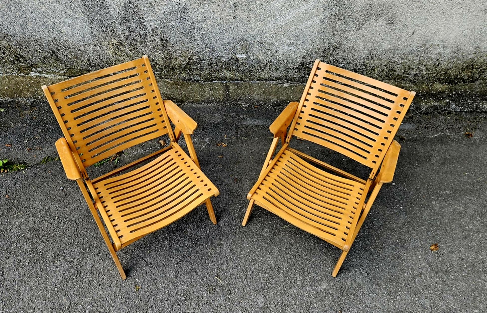 Ein Paar klappbare Loungesessel aus der Mitte des Jahrhunderts, Rex Designed by Niko Kralj, 60er Jahre im Angebot 6