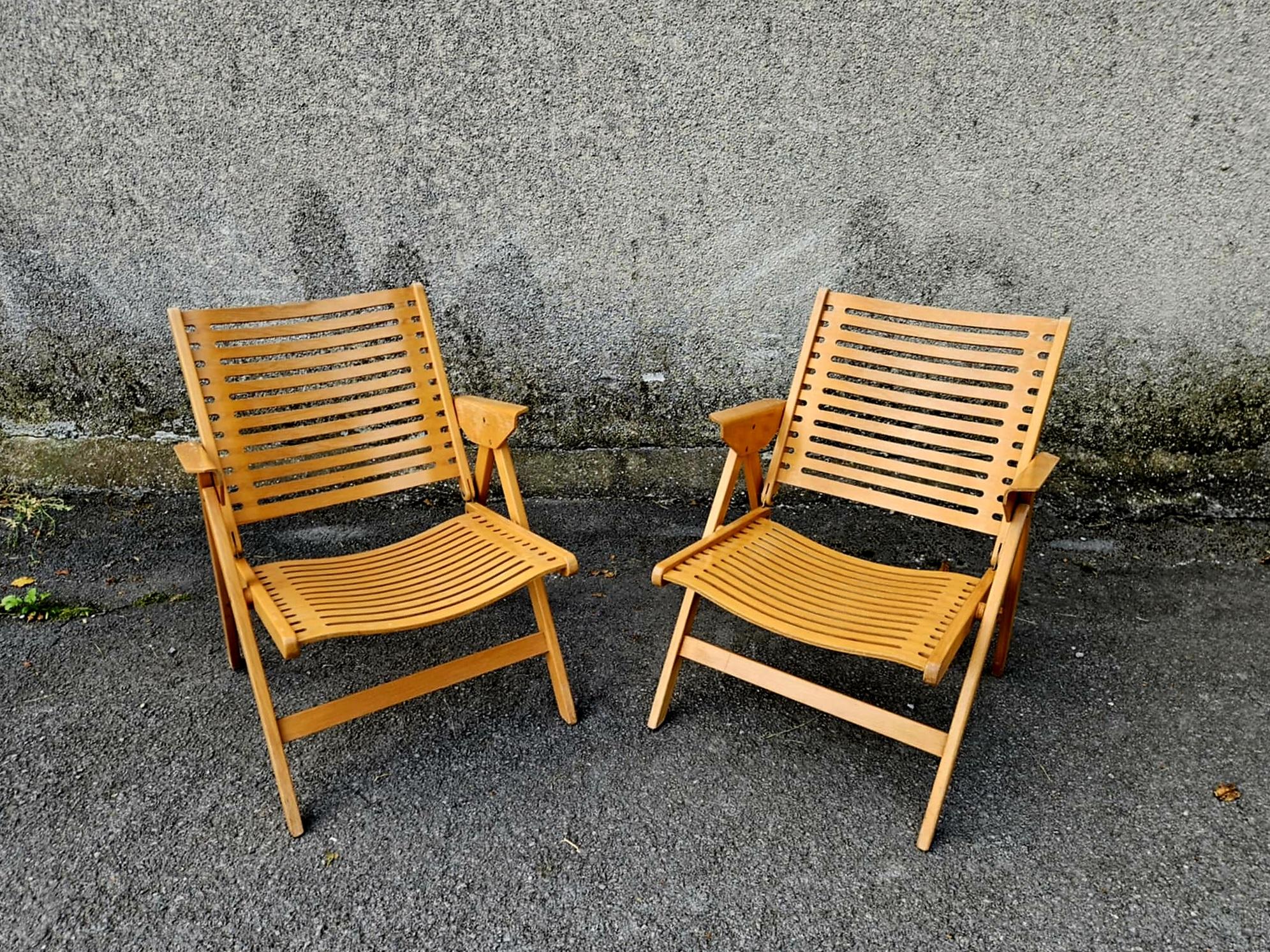 Ein Paar klappbare Loungesessel aus der Mitte des Jahrhunderts, Rex Designed by Niko Kralj, 60er Jahre (Moderne der Mitte des Jahrhunderts) im Angebot
