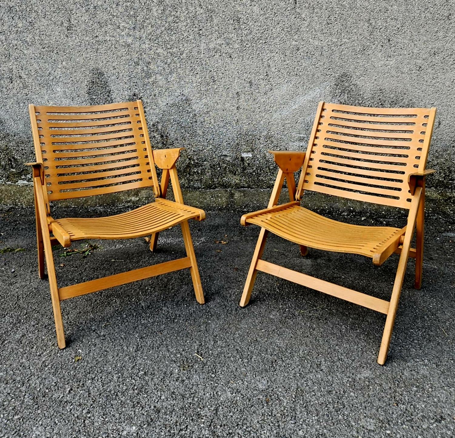 Ein Paar klappbare Loungesessel aus der Mitte des Jahrhunderts, Rex Designed by Niko Kralj, 60er Jahre (Slowenisch) im Angebot