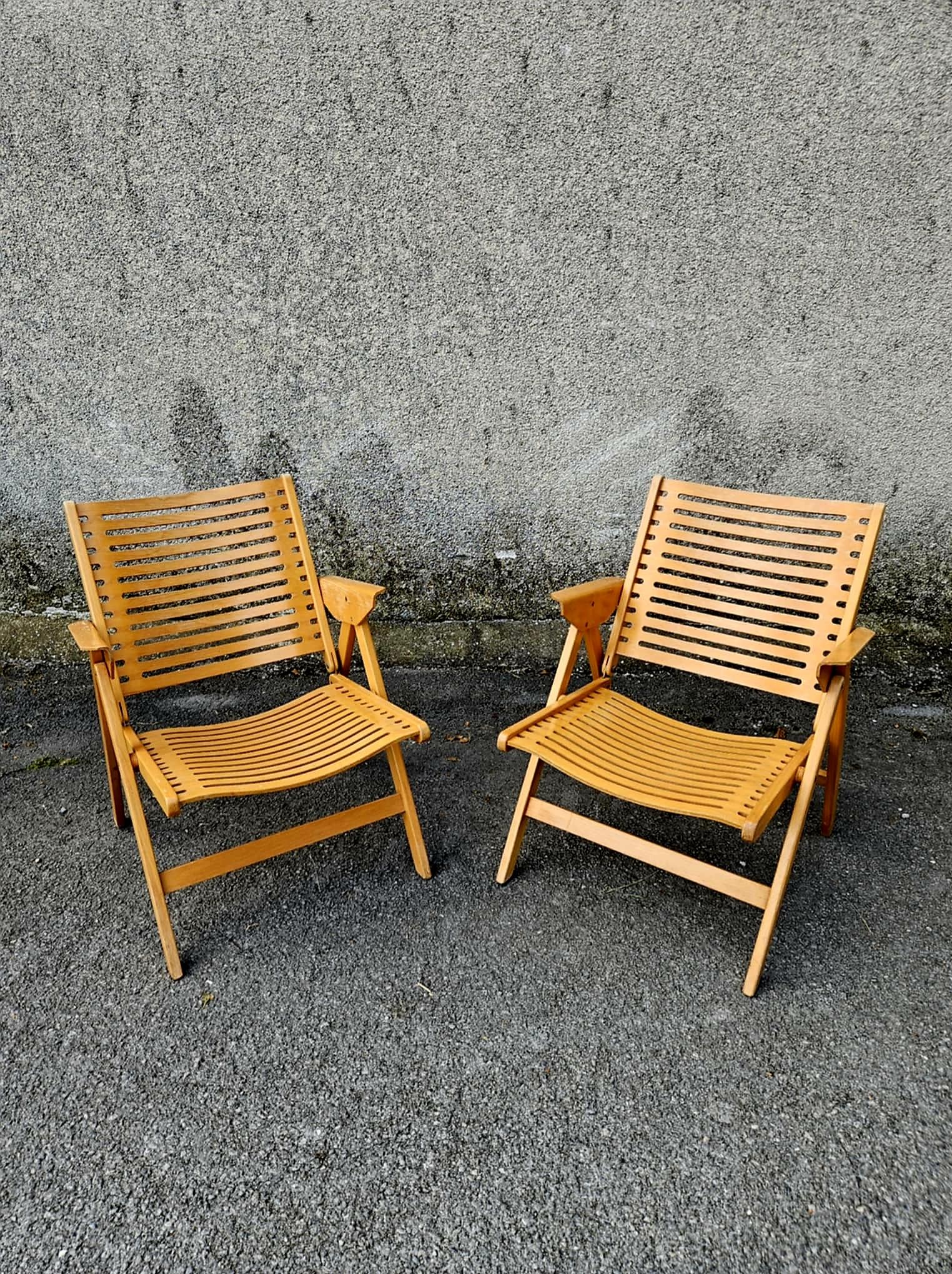 Ein Paar klappbare Loungesessel aus der Mitte des Jahrhunderts, Rex Designed by Niko Kralj, 60er Jahre (Mitte des 20. Jahrhunderts) im Angebot