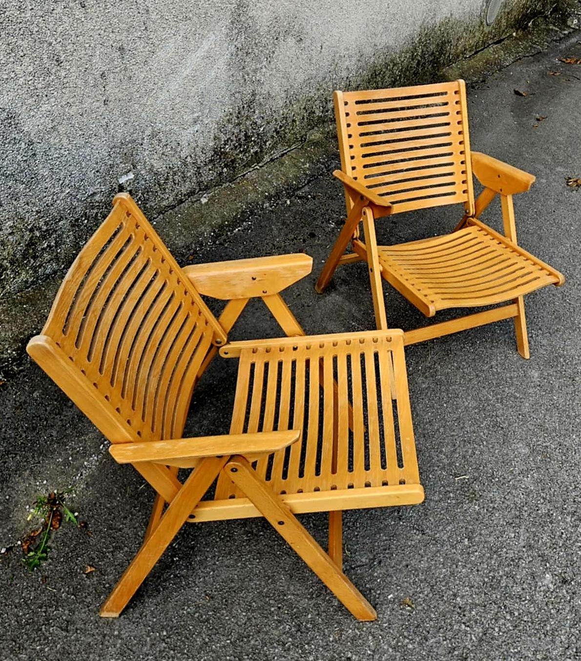 Ein Paar klappbare Loungesessel aus der Mitte des Jahrhunderts, Rex Designed by Niko Kralj, 60er Jahre (Buchenholz) im Angebot