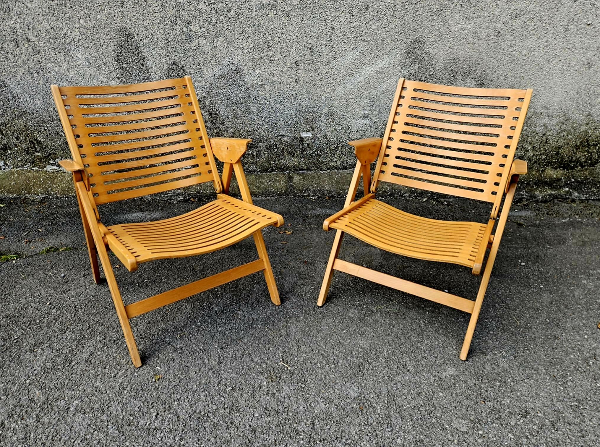Ein Paar klappbare Loungesessel aus der Mitte des Jahrhunderts, Rex Designed by Niko Kralj, 60er Jahre im Angebot 1