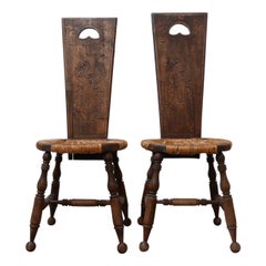 Pair of Mid-Century Folk Art Occasional Rattan Chairs