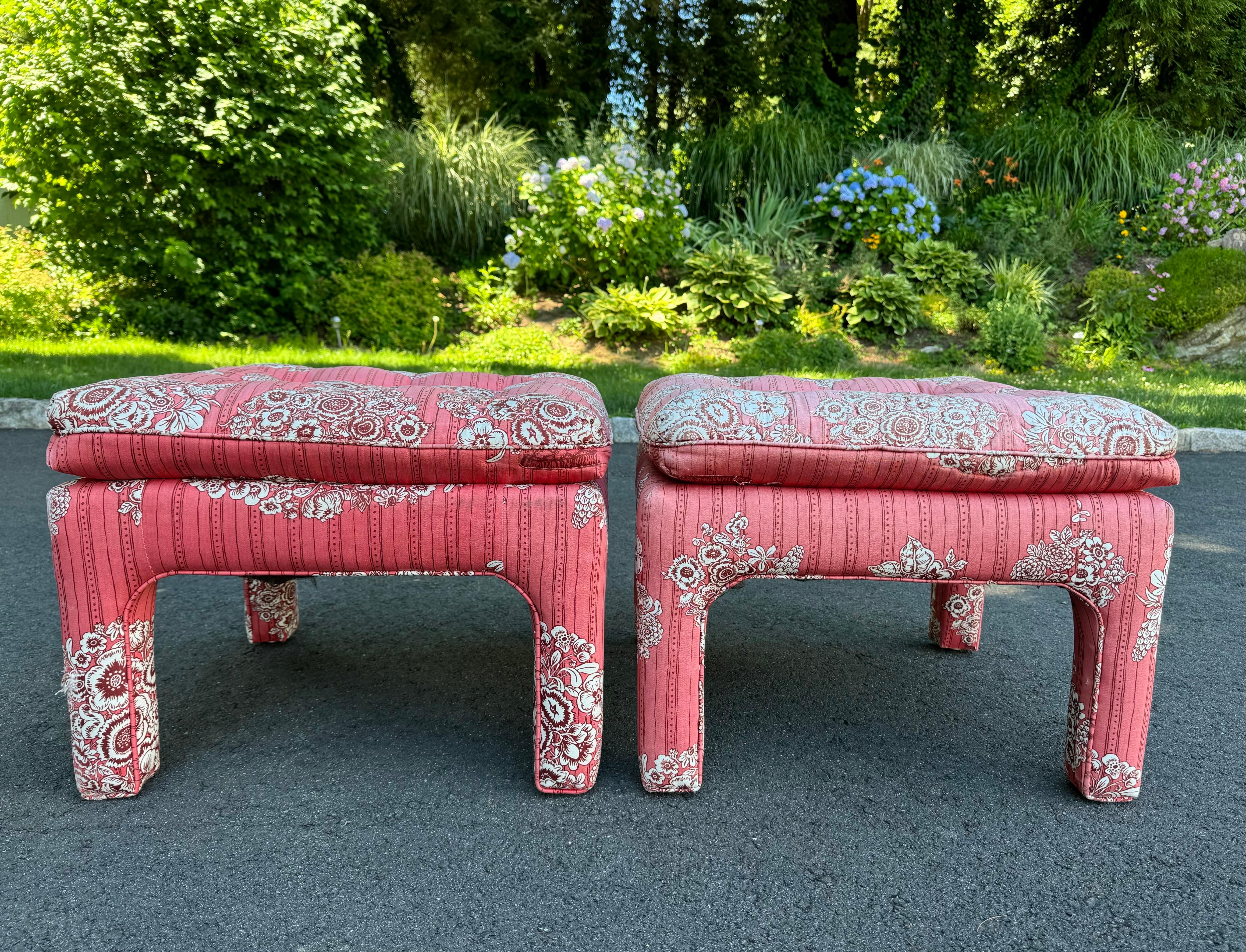 Hollywood Regency Pair of Mid Century Footstools or Ottoman