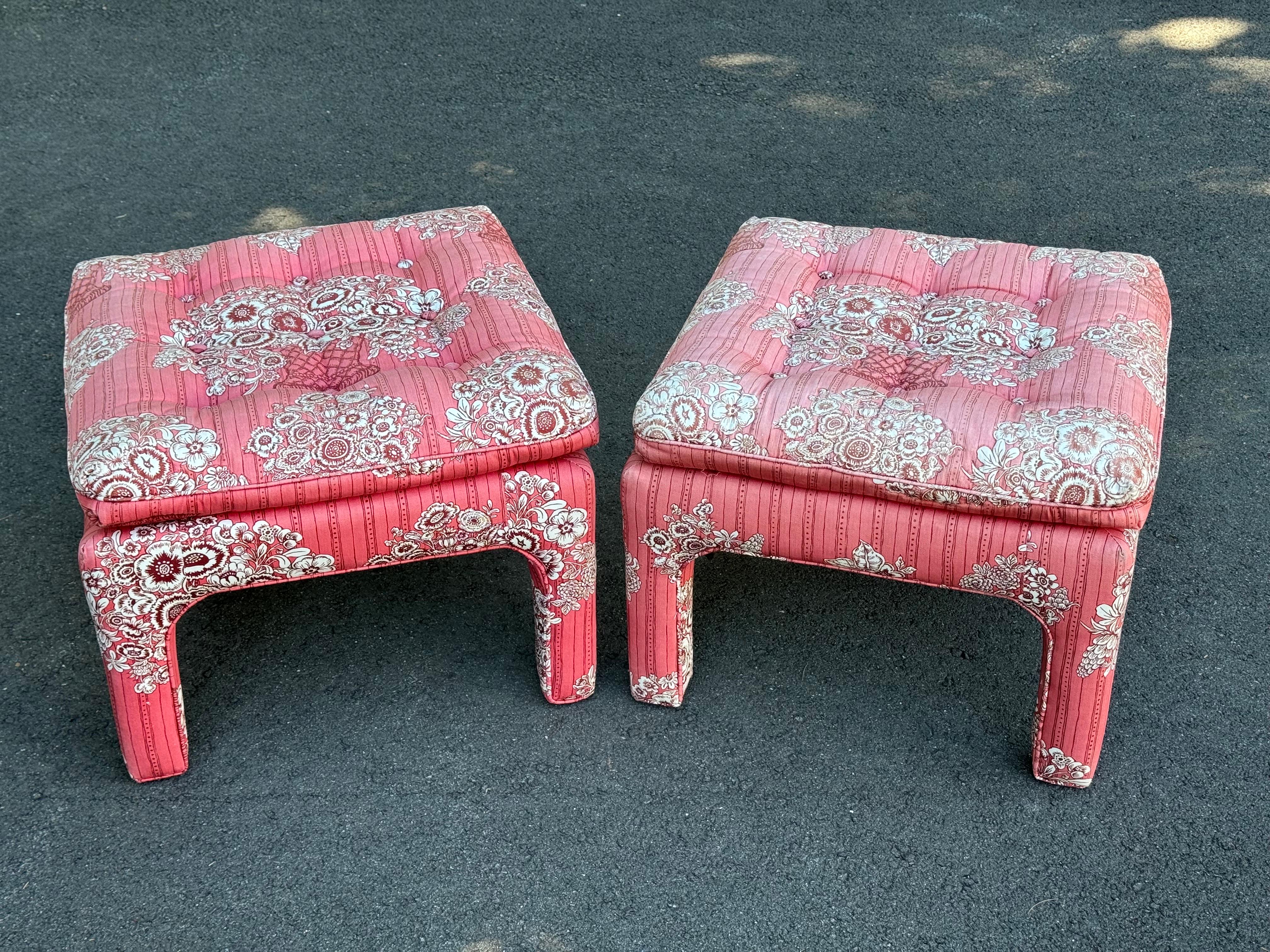 Pair of Mid Century Footstools or Ottoman In Good Condition In Redding, CT