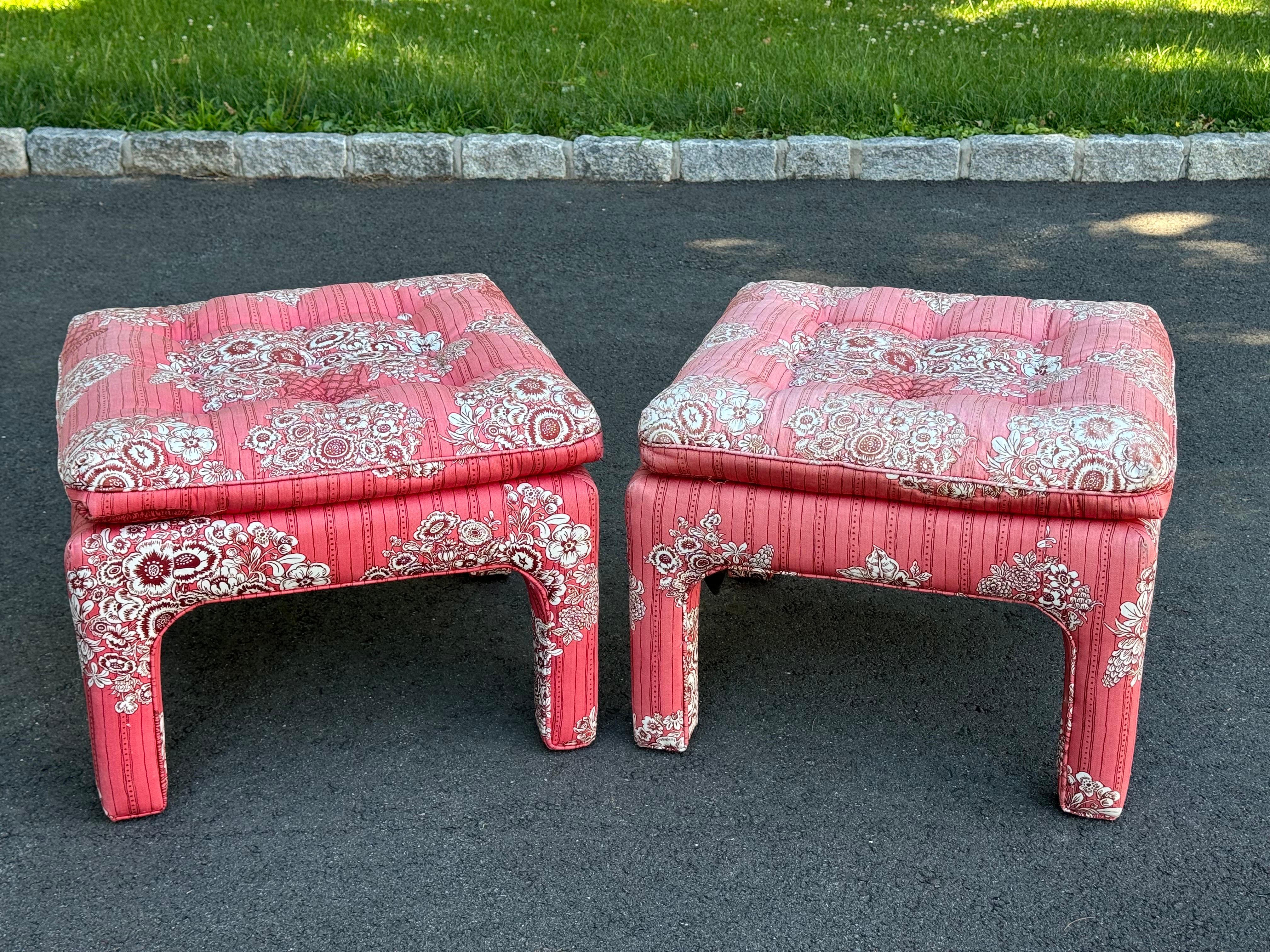 Late 20th Century Pair of Mid Century Footstools or Ottoman