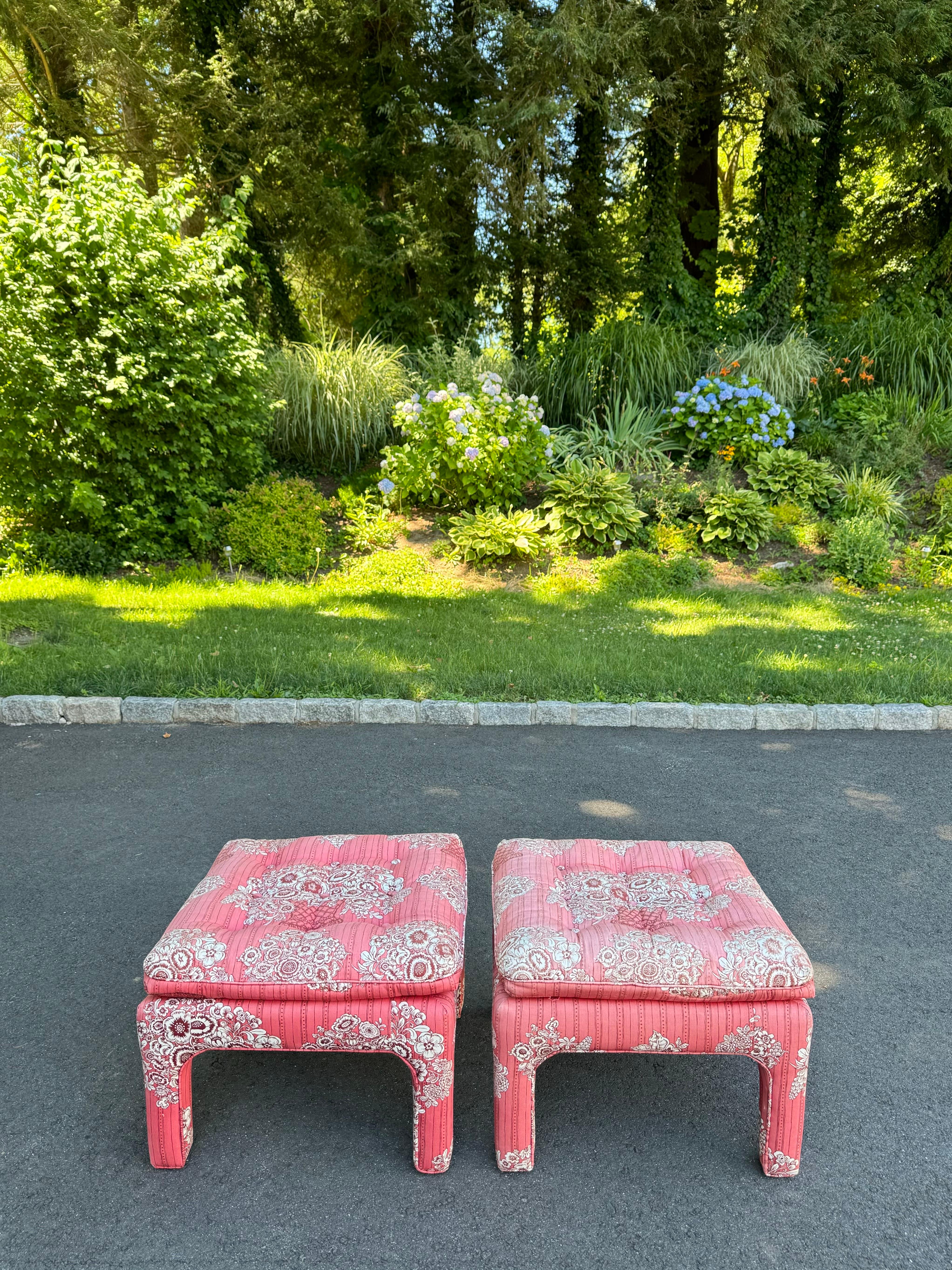 Upholstery Pair of Mid Century Footstools or Ottoman