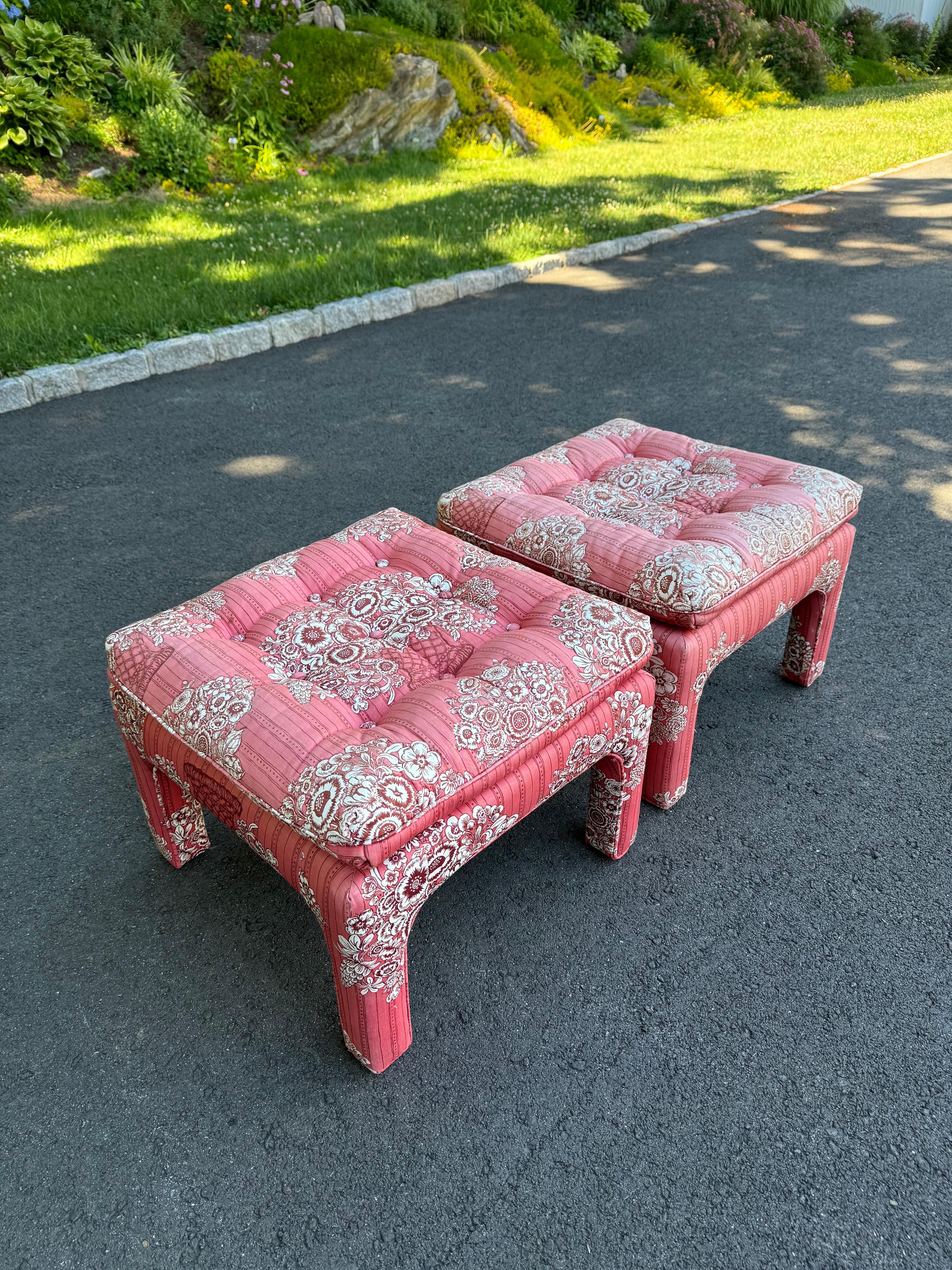 Pair of Mid Century Footstools or Ottoman 1