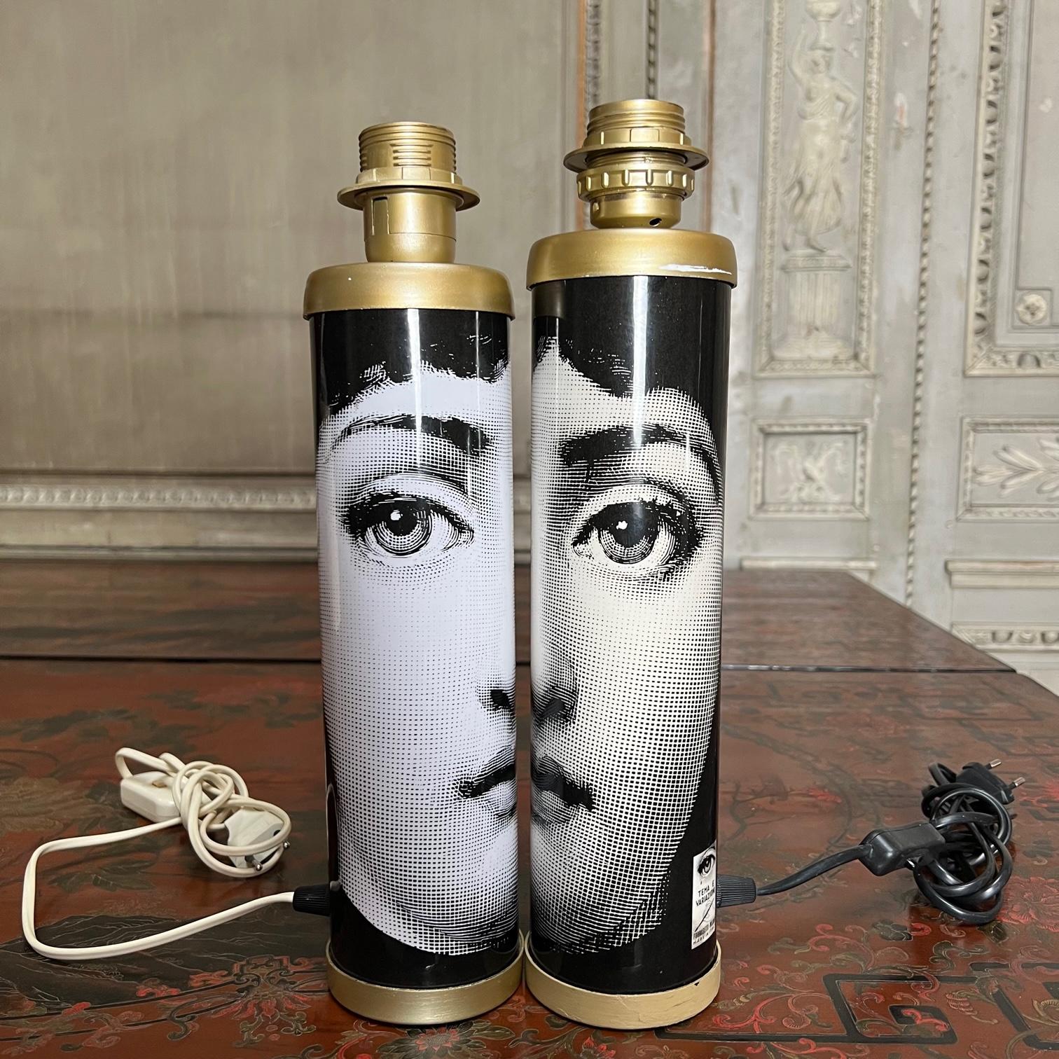 Italian Pair of Mid Century Fornasetti Lamps For Sale