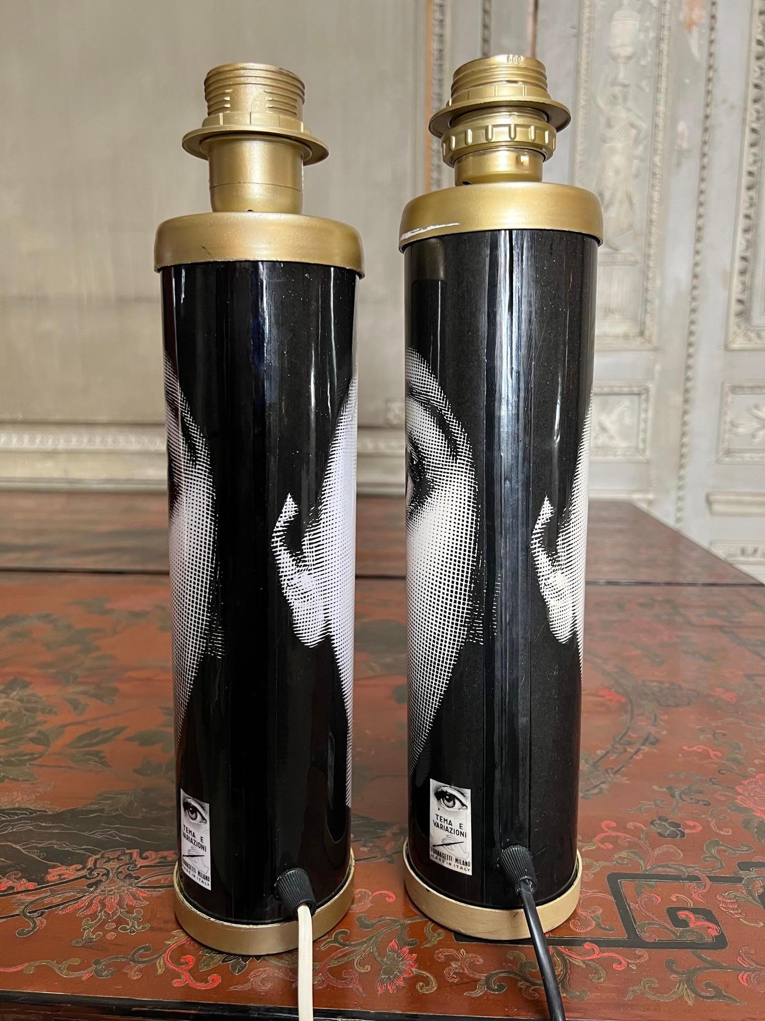 Molded Pair of Mid Century Fornasetti Lamps For Sale