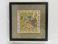 Pair of Mid Century Framed Chinese Silk Embroidered Panels