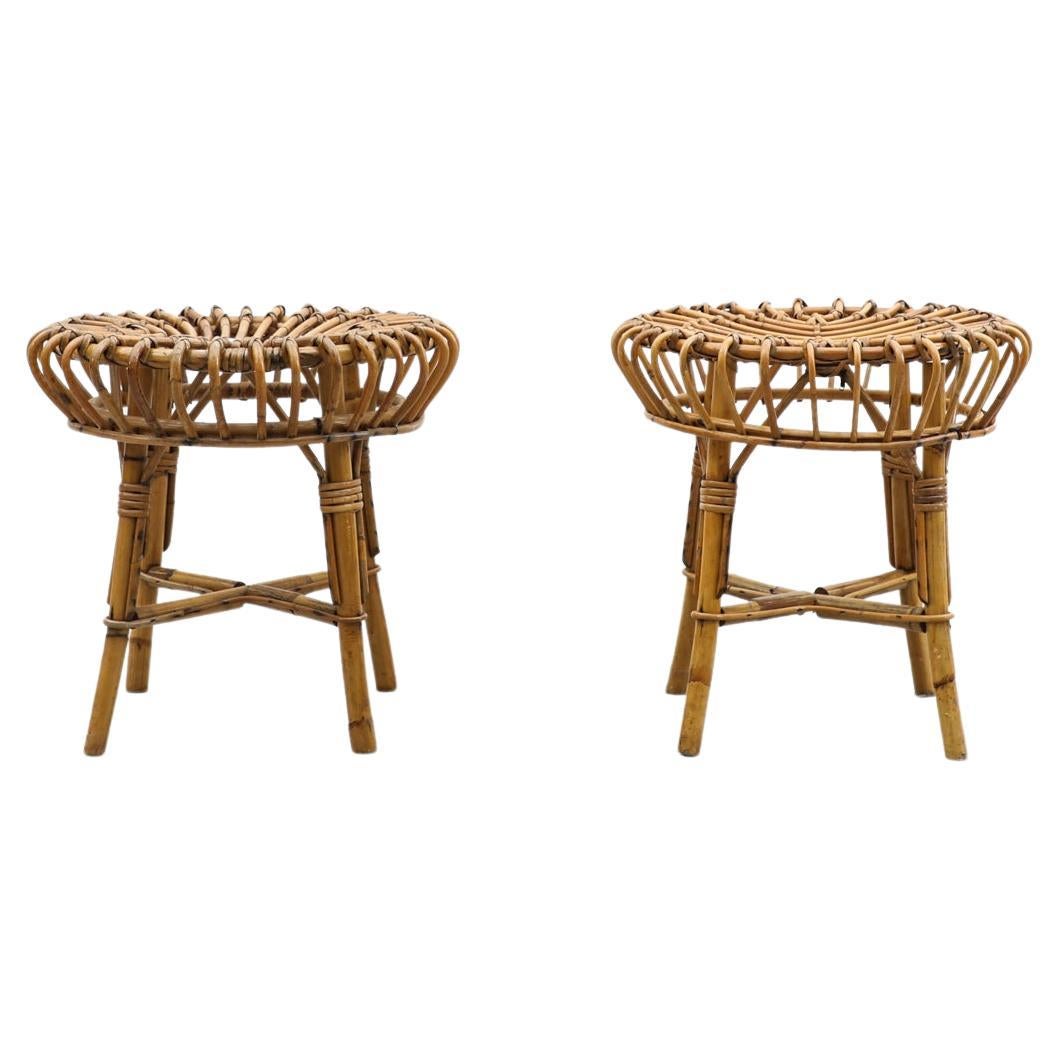 Pair of Mid-Century Franco Albini Bamboo Stools