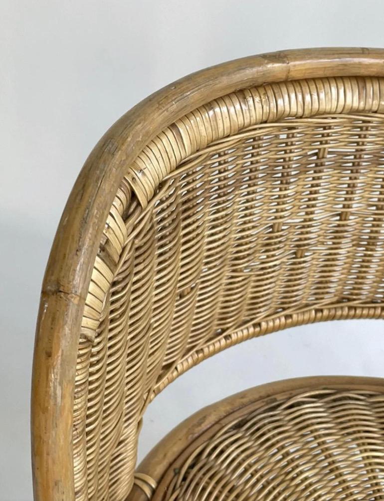 Pareja de sillas de bambú, ratán y hierro estilo Franco Albini de mediados de siglo en Bueno estado para la venta en Leicester, GB