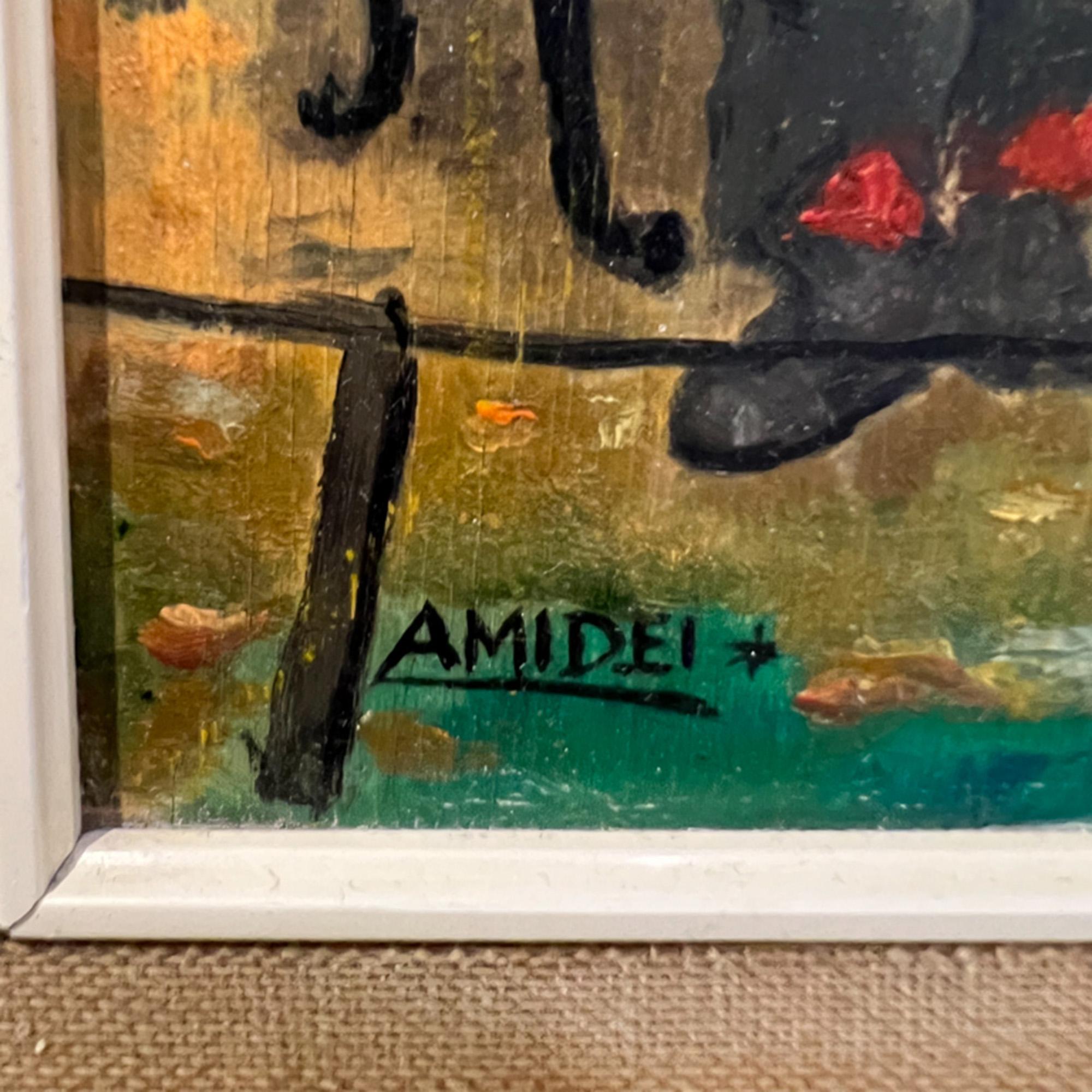 Pair of Mid Century Franco Amidei Small Paintings 1