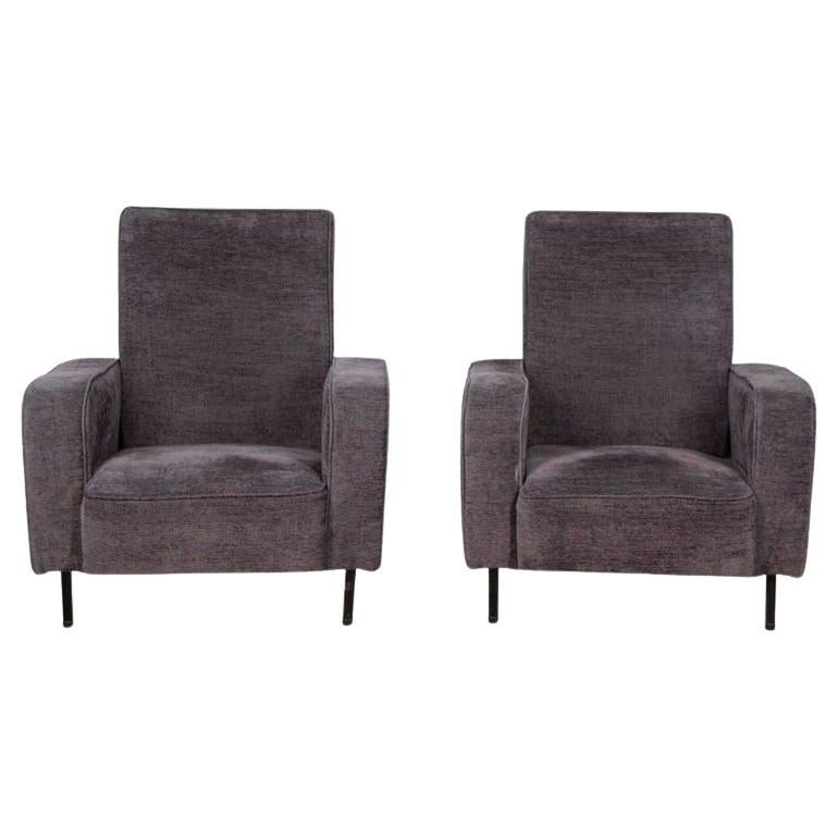 Pair of Mid-Century French Airborne Armchairs attributed to Pierre Guariche For Sale