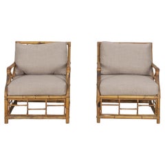 Pair of Mid-Century French Bamboo Armchairs
