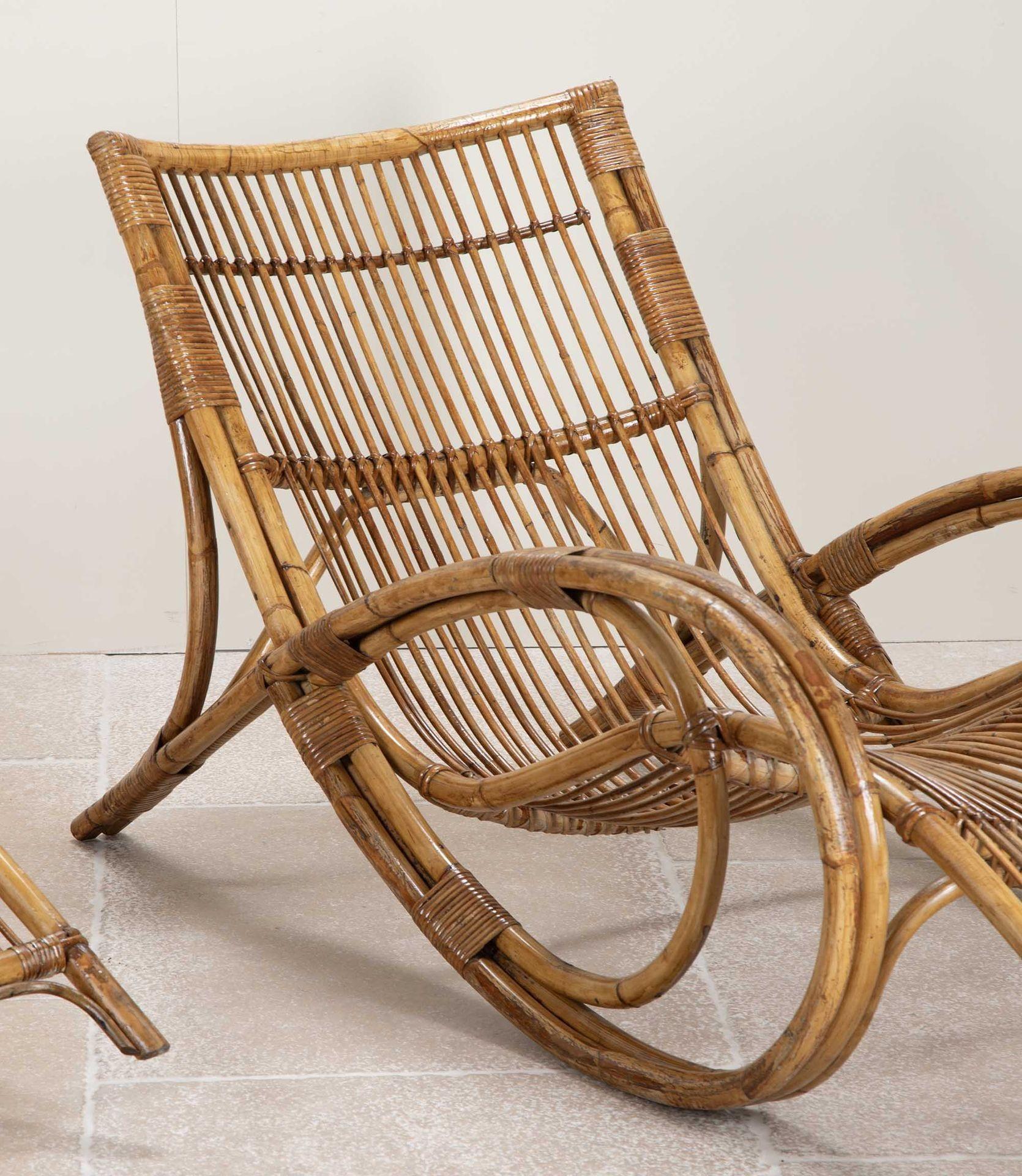 Pair of Mid-Century French Bamboo Loungers 4