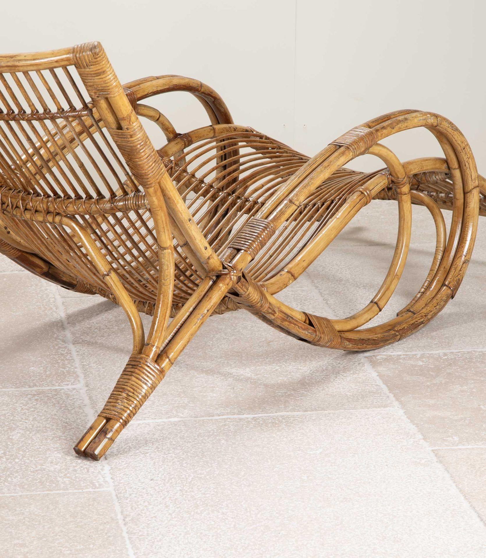 Pair of Mid-Century French Bamboo Loungers siglo XX